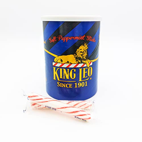 King Leo Soft Peppermint Stick Candy - 15.5oz Resealable Gift Tin - Classic Holiday Treats for Christmas Stocking Stuffers, Office Gifts & Party Favors
