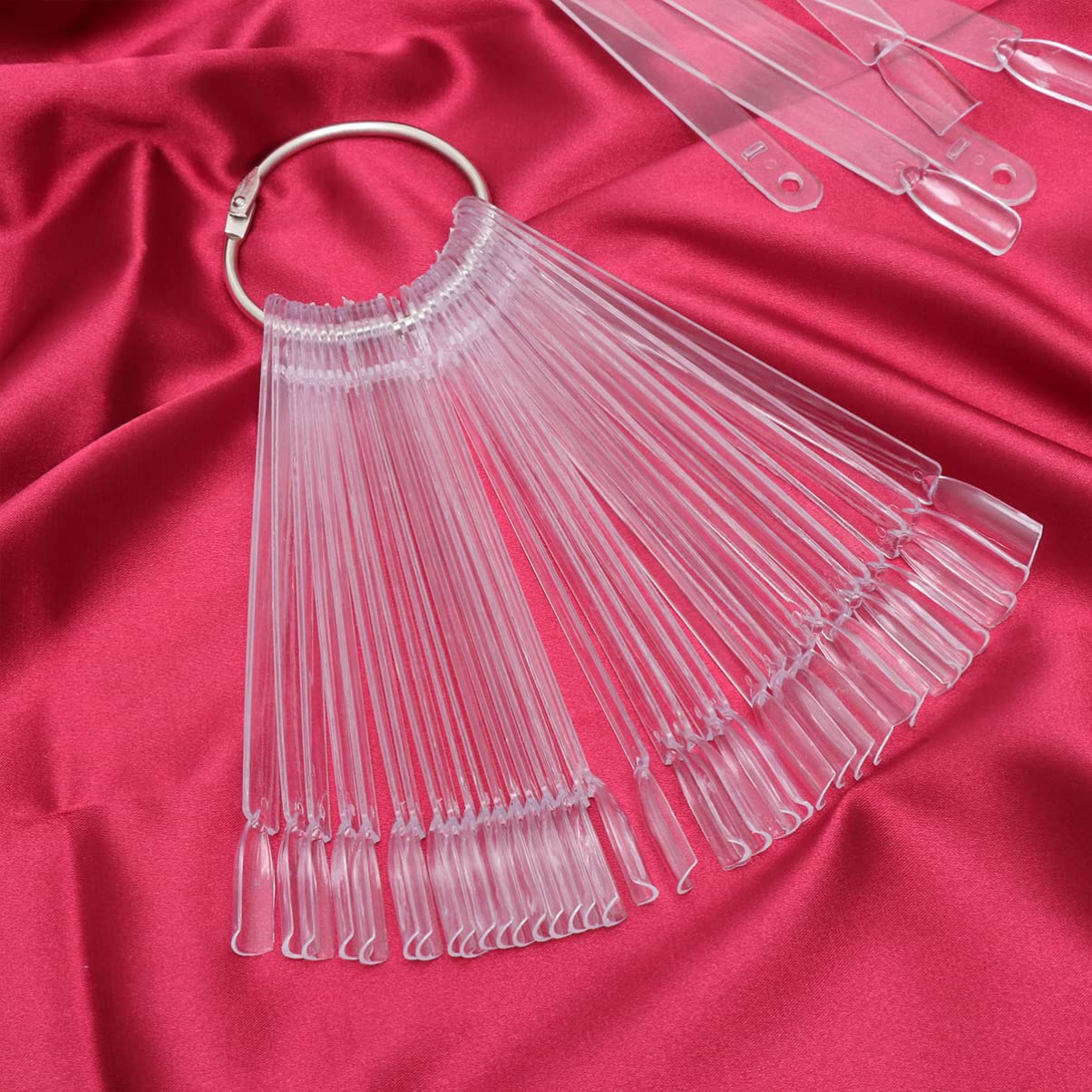 EXCLUZO 250Pcs Nail Art Sticks with Ring - False Nail Tips, Nail Polish Color Plates & Fan Display Practice Templates for DIY Manicure at Home | Perfect for Nail Salon Training, DIY Nail Art & Professional Practice