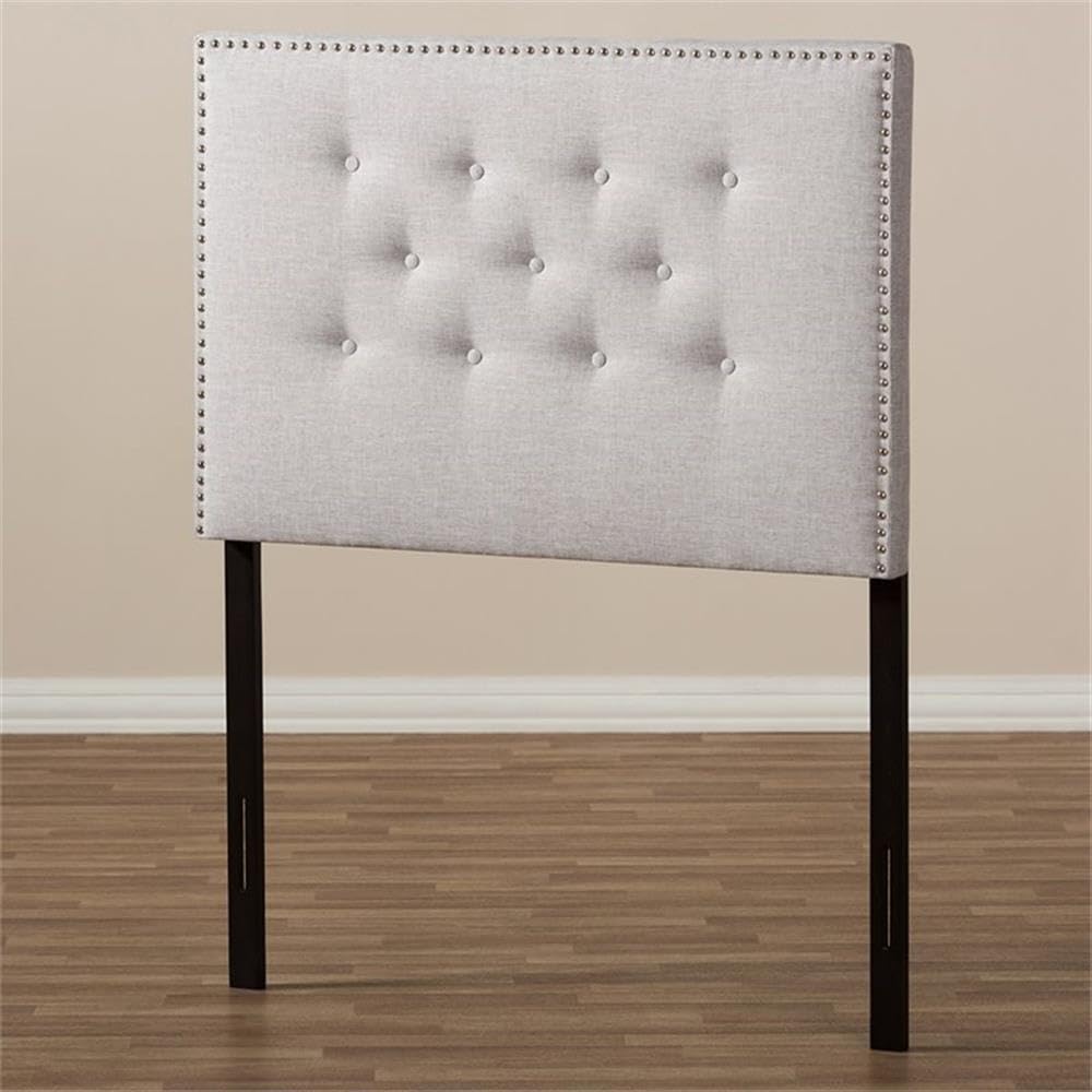 Baxton Studio Windsor Tufted Twin Panel Headboard - Grayish Beige Upholstered Bed Frame Headboard for Bedroom Decor | Perfect for Guest Rooms, Master Bedrooms & Apartment Living