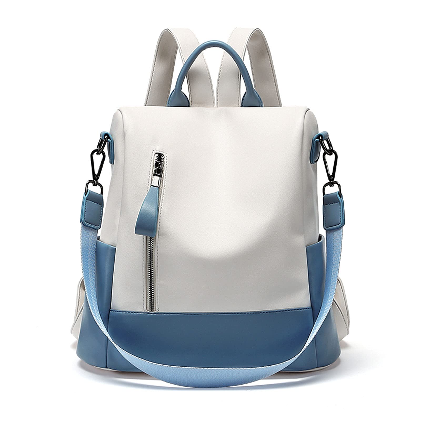 Stylish MUMUJJ Genuine Leather Anti-Theft Backpack for Women & Girls - Fashionable Shoulder Bag for Work, Travel & School (Blue, 30cm) - Perfect for Commuting, College & Everyday Use