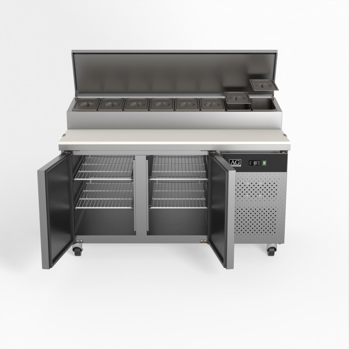 AG 2 Door Saladette Refrigerator with 8 x 1/3 GN Trays - Commercial Kitchen & Restaurant Use
