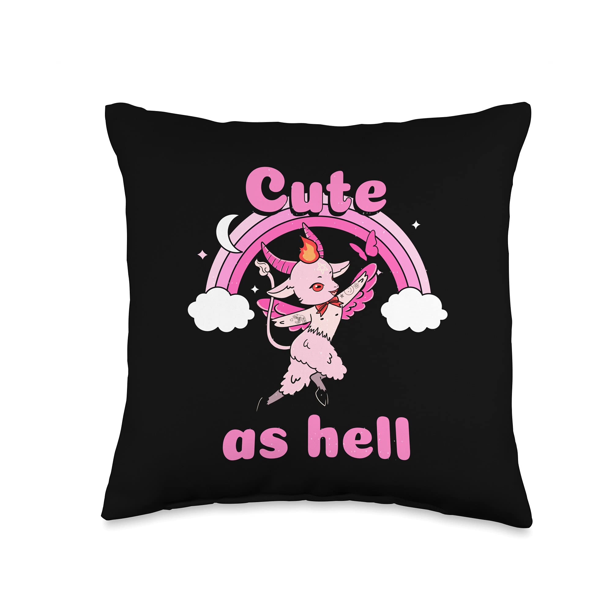 Cute Anime Kawaii Baphomet Pastel Goth Emo Throw Pillow 16x16 - Soft Decorative Pillow for Bedroom, Living Room & Dorm - Perfect for Anime Fans & Goth Decor