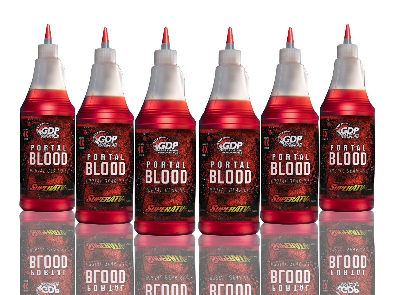 SuperATV Portal Blood High Performance Portal Gear Oil - 6 Pack (32 OZ Bottles) | Premium UTV/ATV Portal Gear Lift Lubricant | 4X Longer Lasting | Off-Road, Rock Crawling & Extreme Terrain Protection