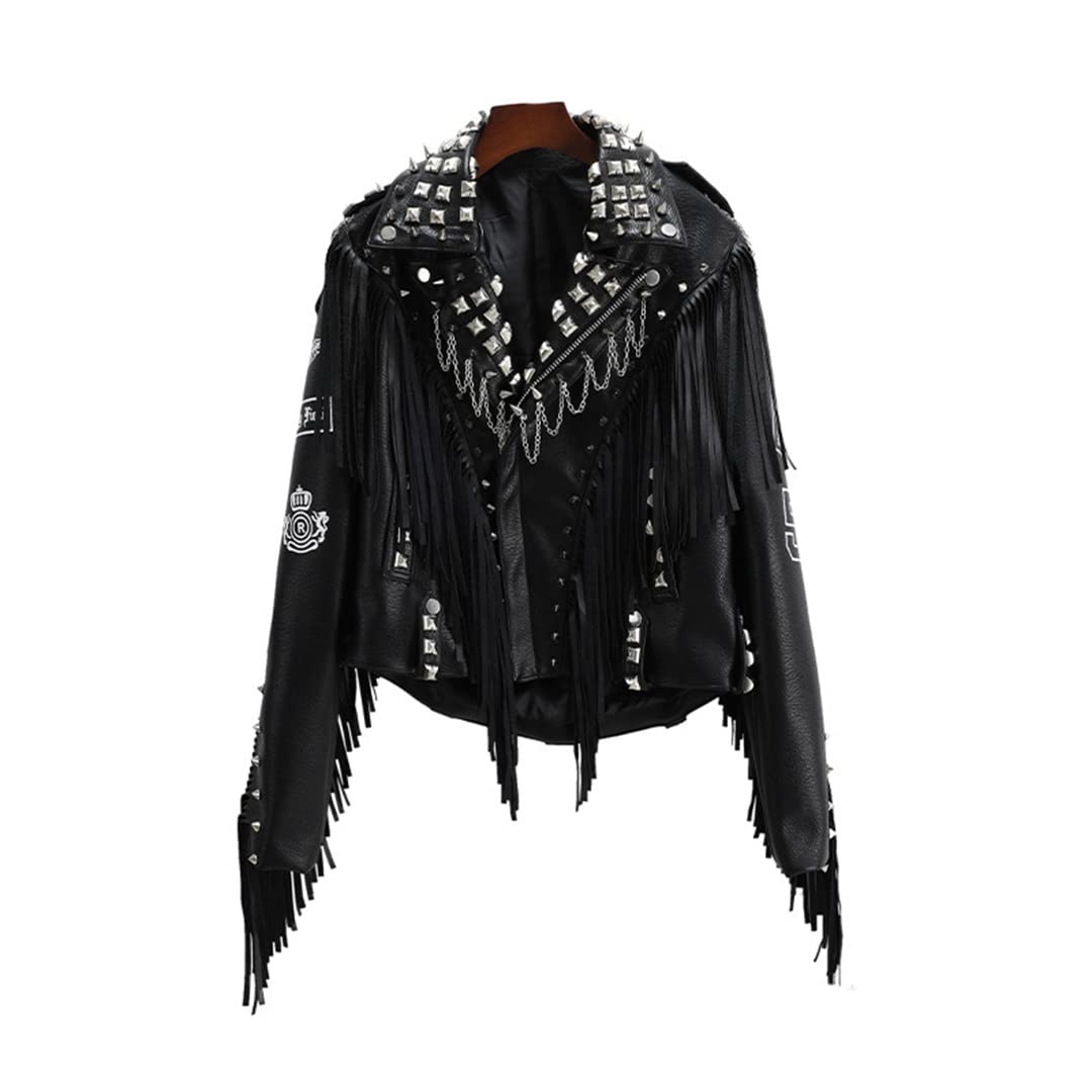 Women's Black Faux Leather Motorcycle Jacket - Slim Fit Biker Coat with Turn-Down Collar for Streetwear Fashion | Perfect for Riding, Night Out, and Casual Wear