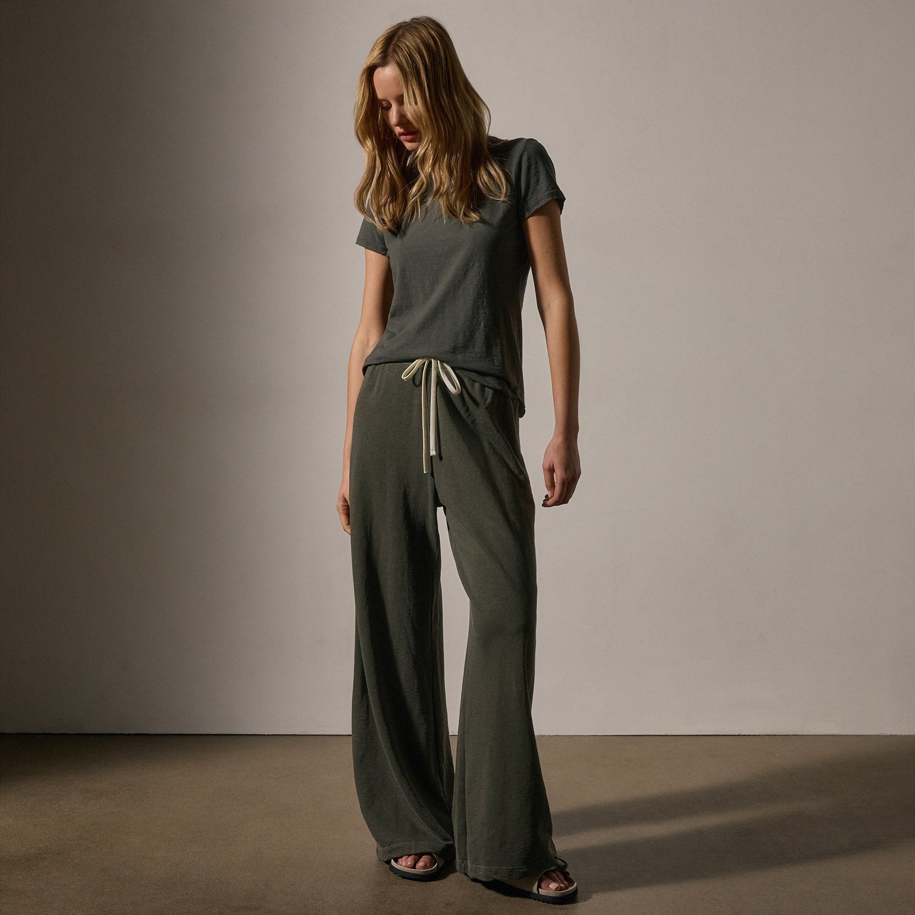 Women's Wide Leg Sweatpants - Soft High Waisted Lounge Pants with Pockets | Granite Grey Casual Joggers for Yoga, Home & Outdoor Activities