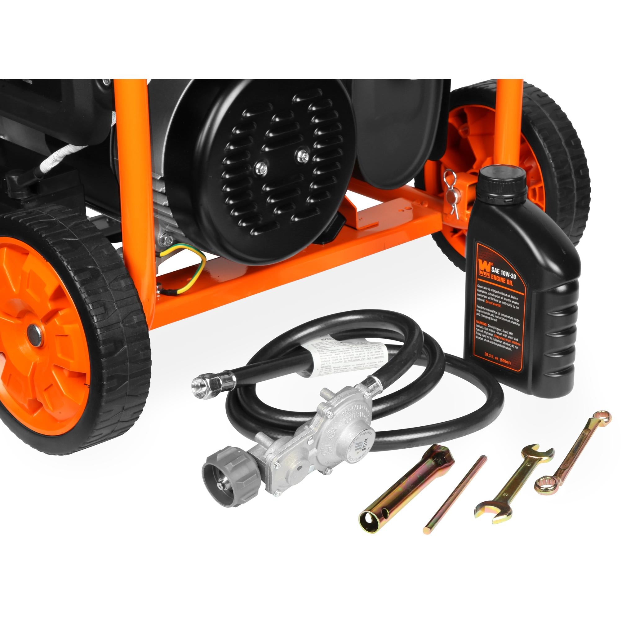 WEN DF430X 4375W Dual Fuel Portable Generator with Wheel Kit & CO Sensor - Perfect for Camping, Home Backup Power & Outdoor Events