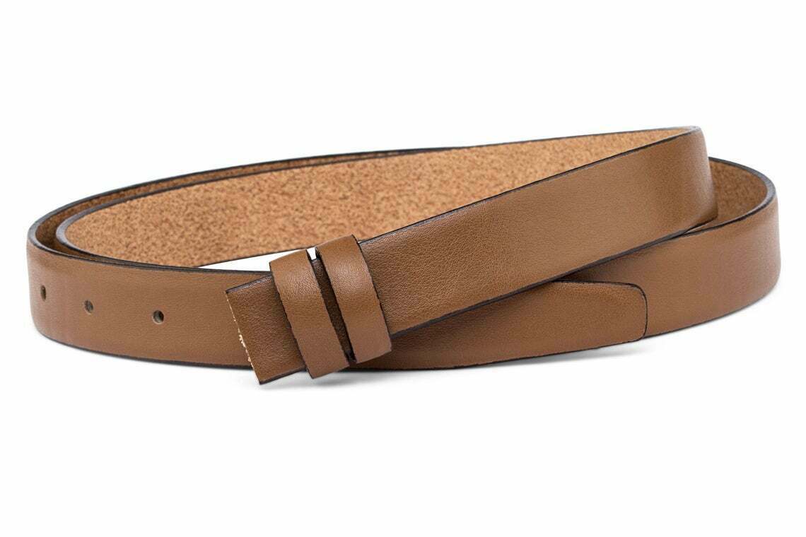 Genuine 25mm Brown Leather Belt Strap for Men - Adjustable No Buckle Tan Beige Replacement for Cartier | Perfect for Casual, Business & Formal Wear