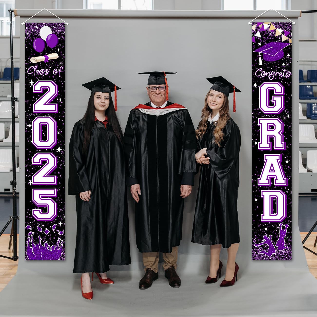 2025 Graduation Banner - Purple Congrats Grad Sign for High School & University Decor | Perfect for Door, Porch & Party Decorations | Class of 2025 Celebration