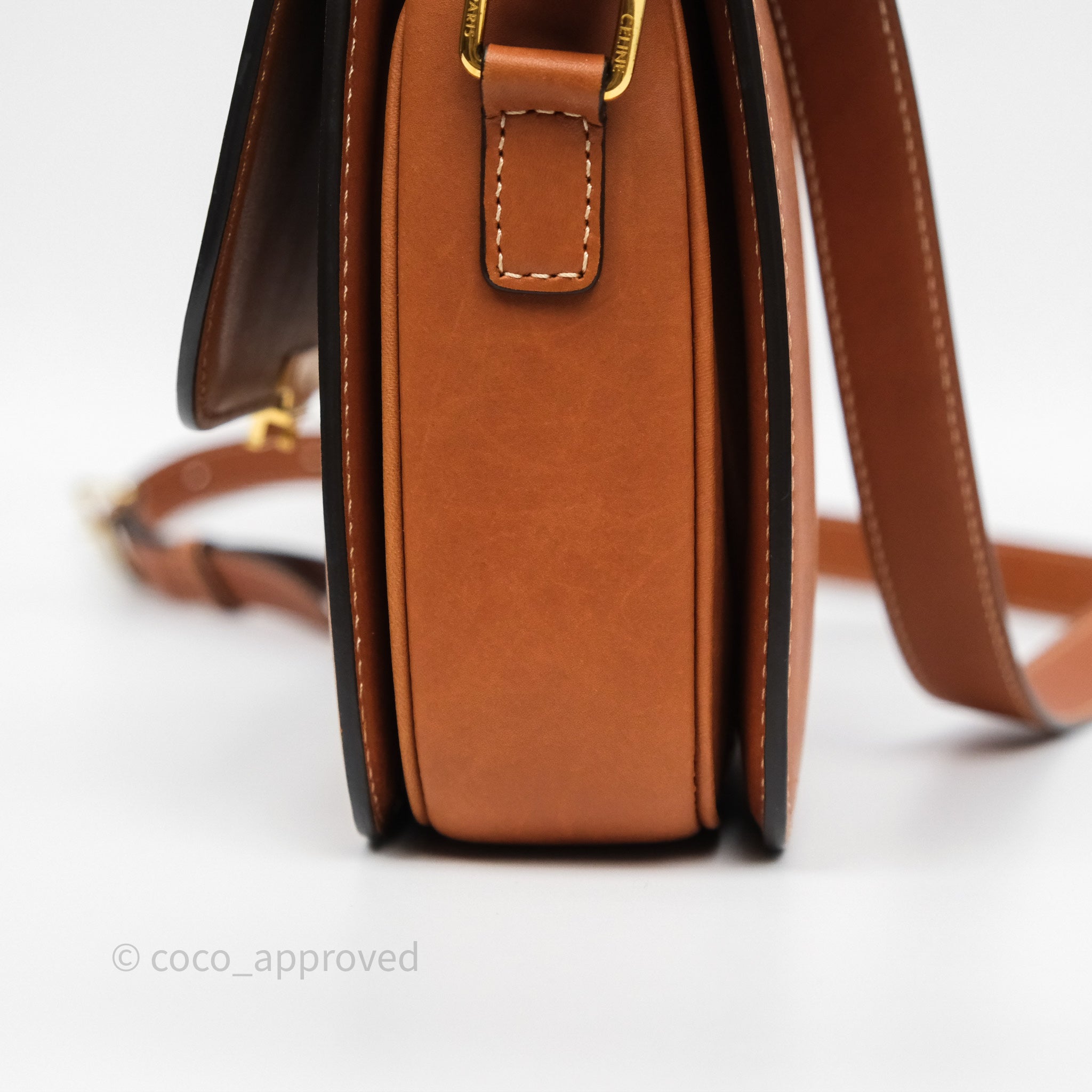 Celine Medium Triomphe Bag in Tan Natural Calfskin Leather - Luxury Crossbody Handbag for Women, Perfect for Work, Travel & Everyday Use