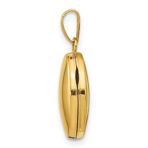 14K Solid Yellow Gold Oval Personalized Photo Locket Necklace - Custom Engraved Picture Pendant Charm for Women - Perfect Gift for Anniversary, Birthday & Valentine's Day