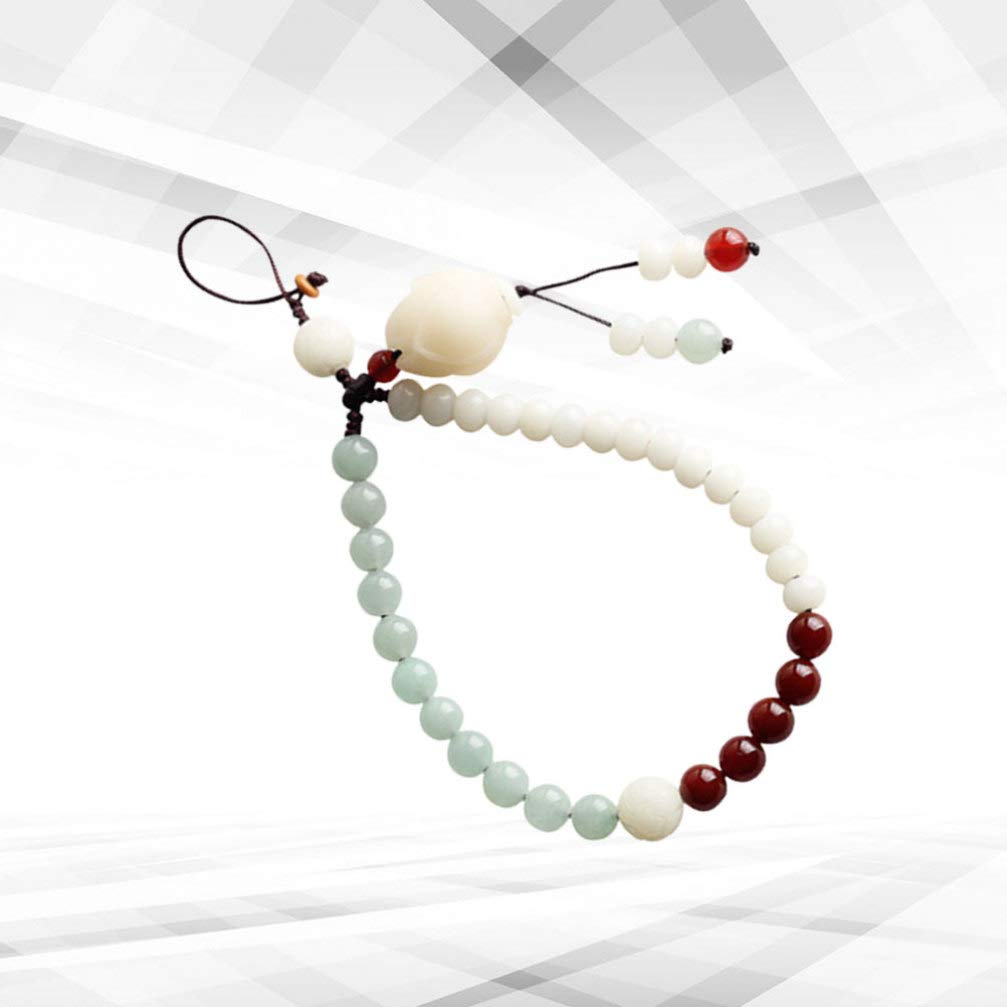 Hemobllo Beaded Phone Lanyard - Jade Charm Cell Phone Strap with Adjustable Rope Chain for iPhone, Samsung, Android - Stylish Accessory for Work, Travel, and Everyday Use