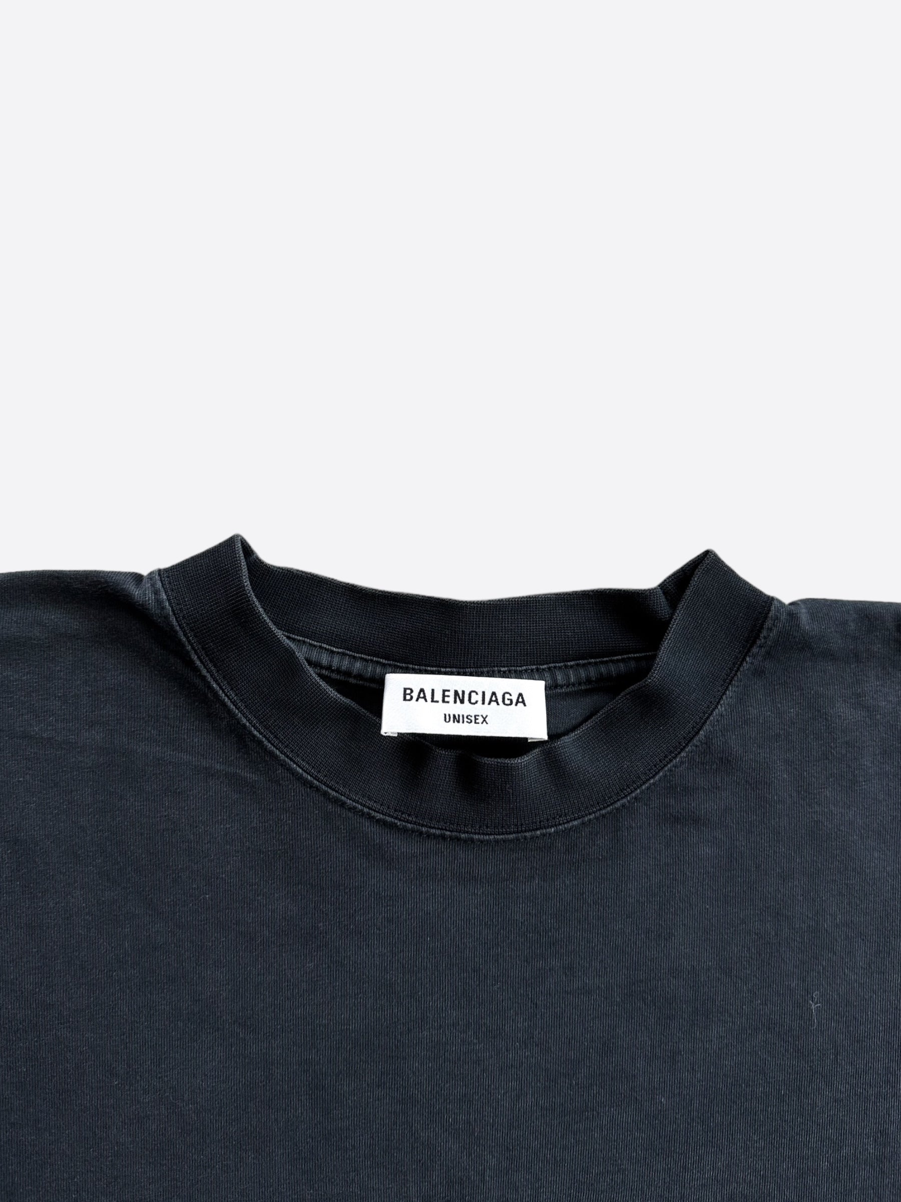 Balenciaga Washed Black & White BB Embroidered Logo T-Shirt | Men's & Women's Fashion | Casual Streetwear & Luxury Style