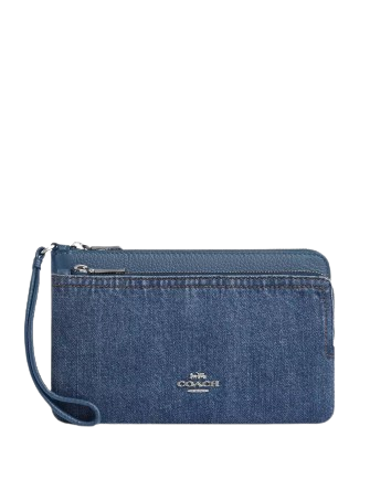 Coach Double Zip Wallet for Women & Men | Genuine Leather Crossbody Wallet with RFID Protection | Perfect for Travel, Shopping & Everyday Use