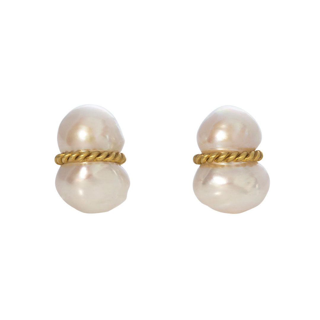14K Yellow Gold Peanut Pearl Earrings for Women - Elegant Dangle Earrings for Parties, Weddings & Everyday Wear