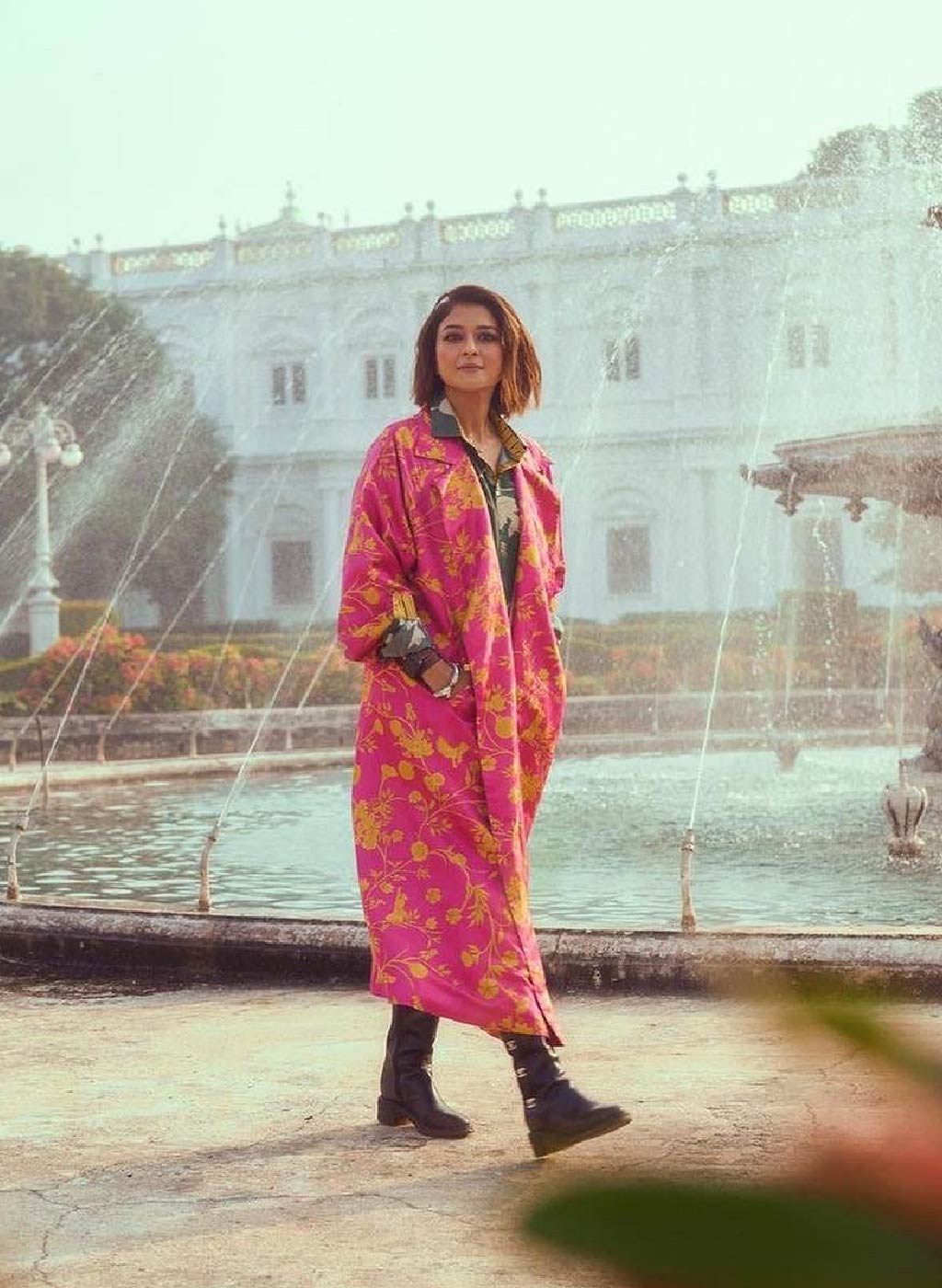 Luxury Long Silk Damask Coat for Women - Elegant Rani Style Outerwear for Formal Events & Evening Occasions