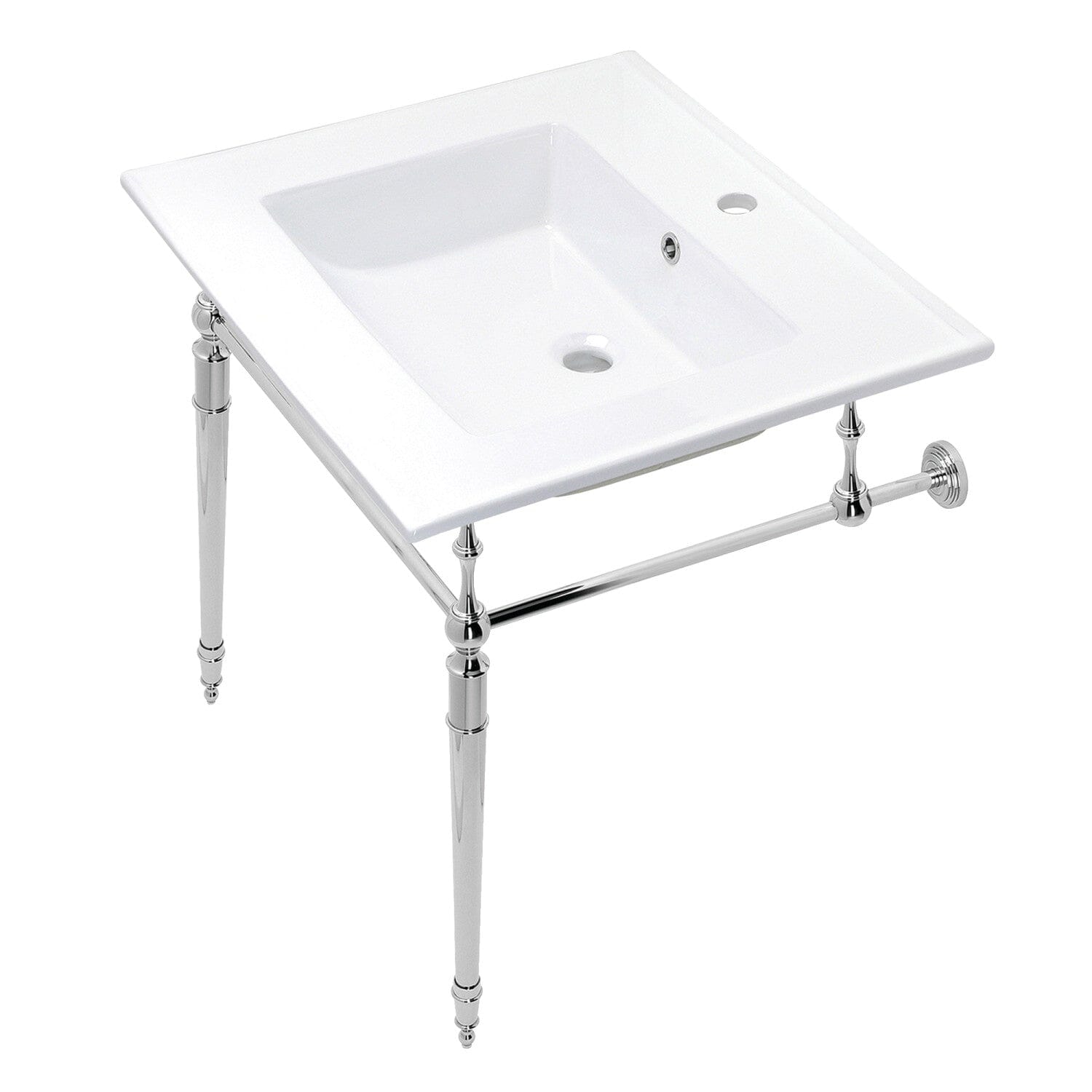 Edwardian 25-Inch Ceramic Console Sink with Brass Legs (1-Hole) - Vintage Bathroom Vanity Sink for Farmhouse & Traditional Home Decor