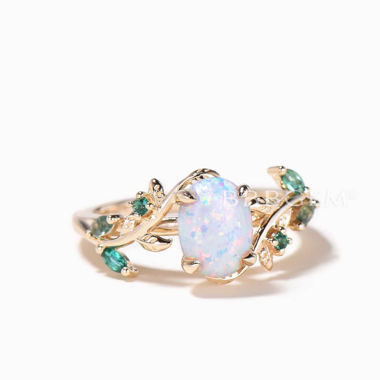 Leaf Nature Inspired Oval Cut White Opal Engagement Bridal Set 1.5ct - Elegant Wedding Ring for Women, Nature-Inspired Jewelry, Perfect for Proposals, Anniversaries & Special Occasions