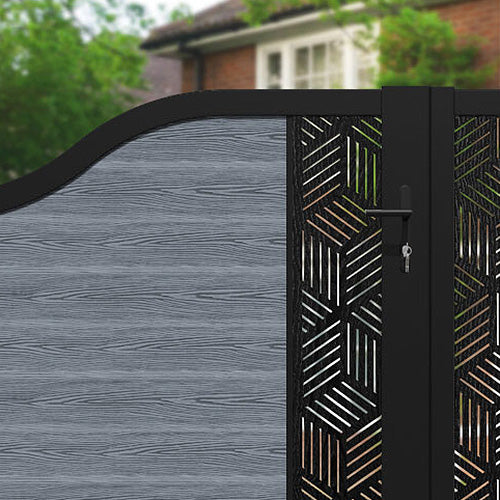 Classic Cubed Curved Top Driveway Gate in Anthracite - Middle & End Screen - Perfect for Residential Driveways & Property Security