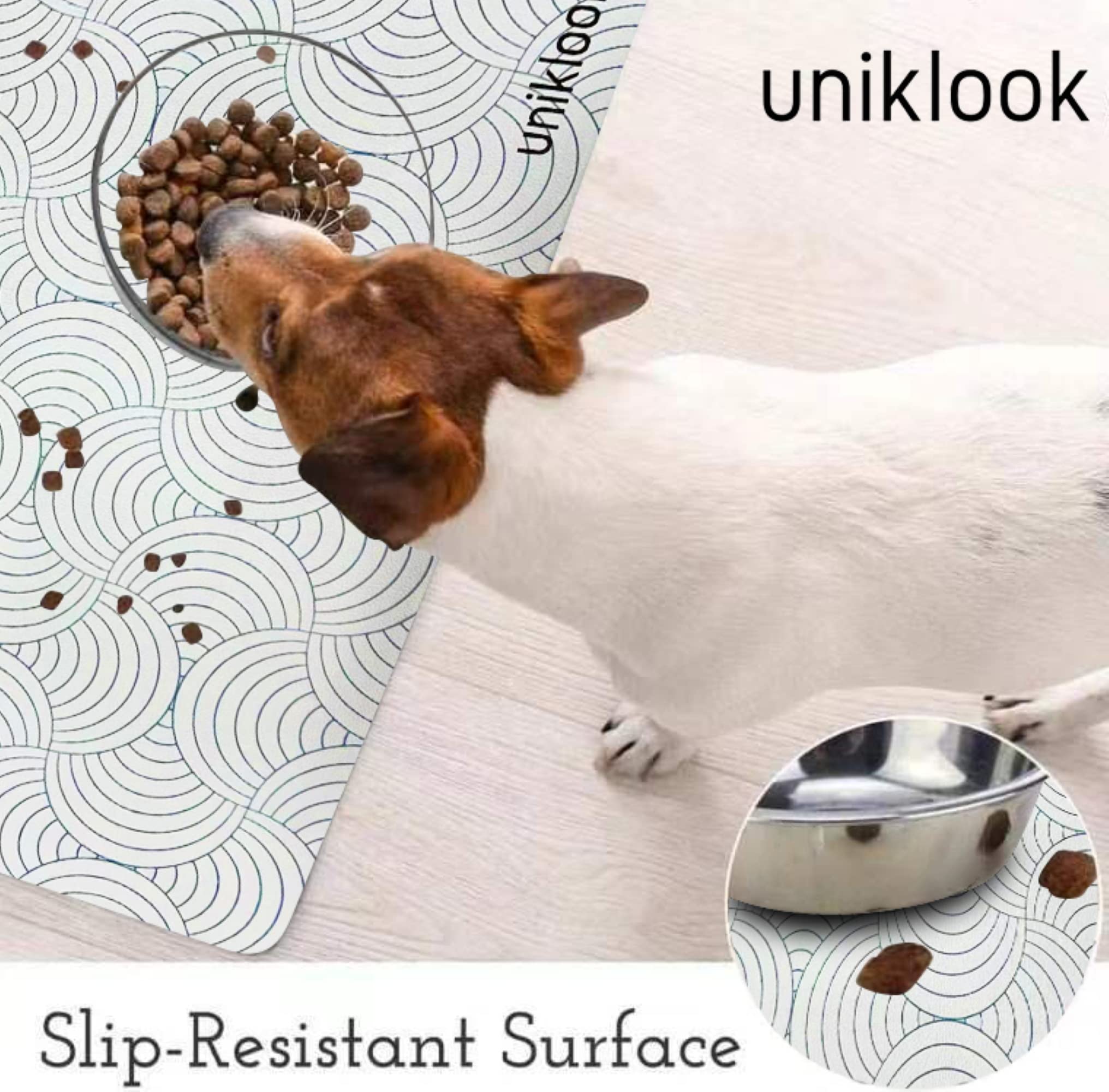 Non-Slip Waterproof Dog Food Mat - Large Pet Feeding Mat for Bowls, Food & Water - Durable Easy Clean Dog Bowl Mat for Kitchen & Floor - Perfect for Messy Eaters & Spill Protection