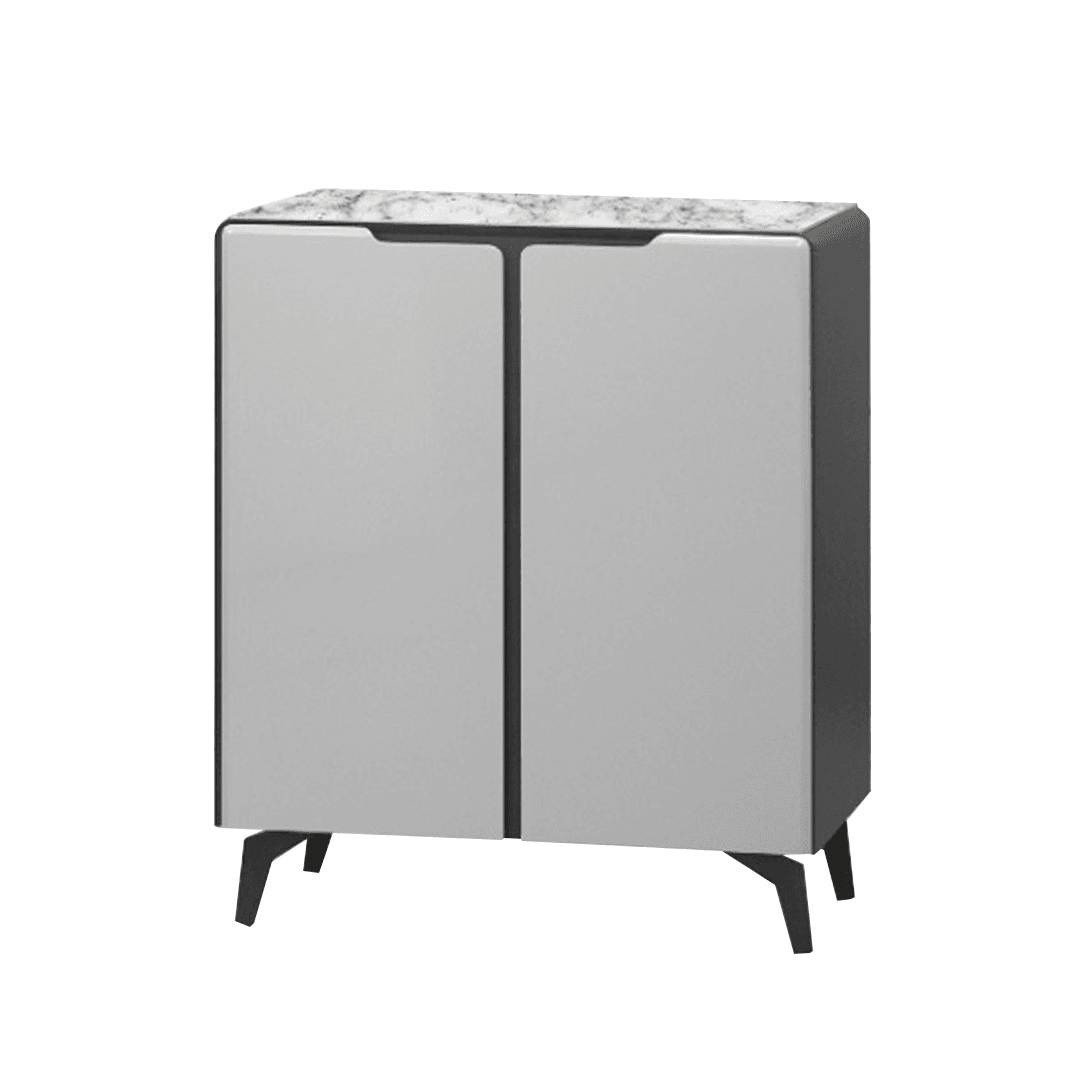Galcy 2 Door Shoe Cabinet with Tempered Glass Top - Modern Entryway Storage Organizer for Shoes, Boots & Accessories | Perfect for Hallway, Mudroom & Closet Organization