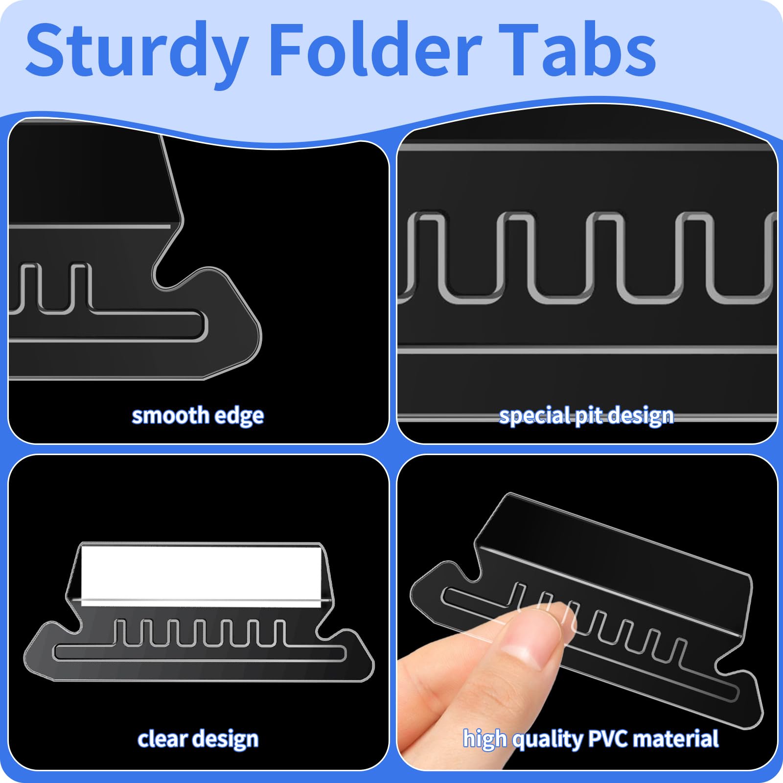 120 Pcs Plastic Hanging File Folder Tabs with 200 Inserts - Clear Hanging File Tabs for Office Organization | Perfect for Filing Cabinets, Document Storage & Office Supplies
