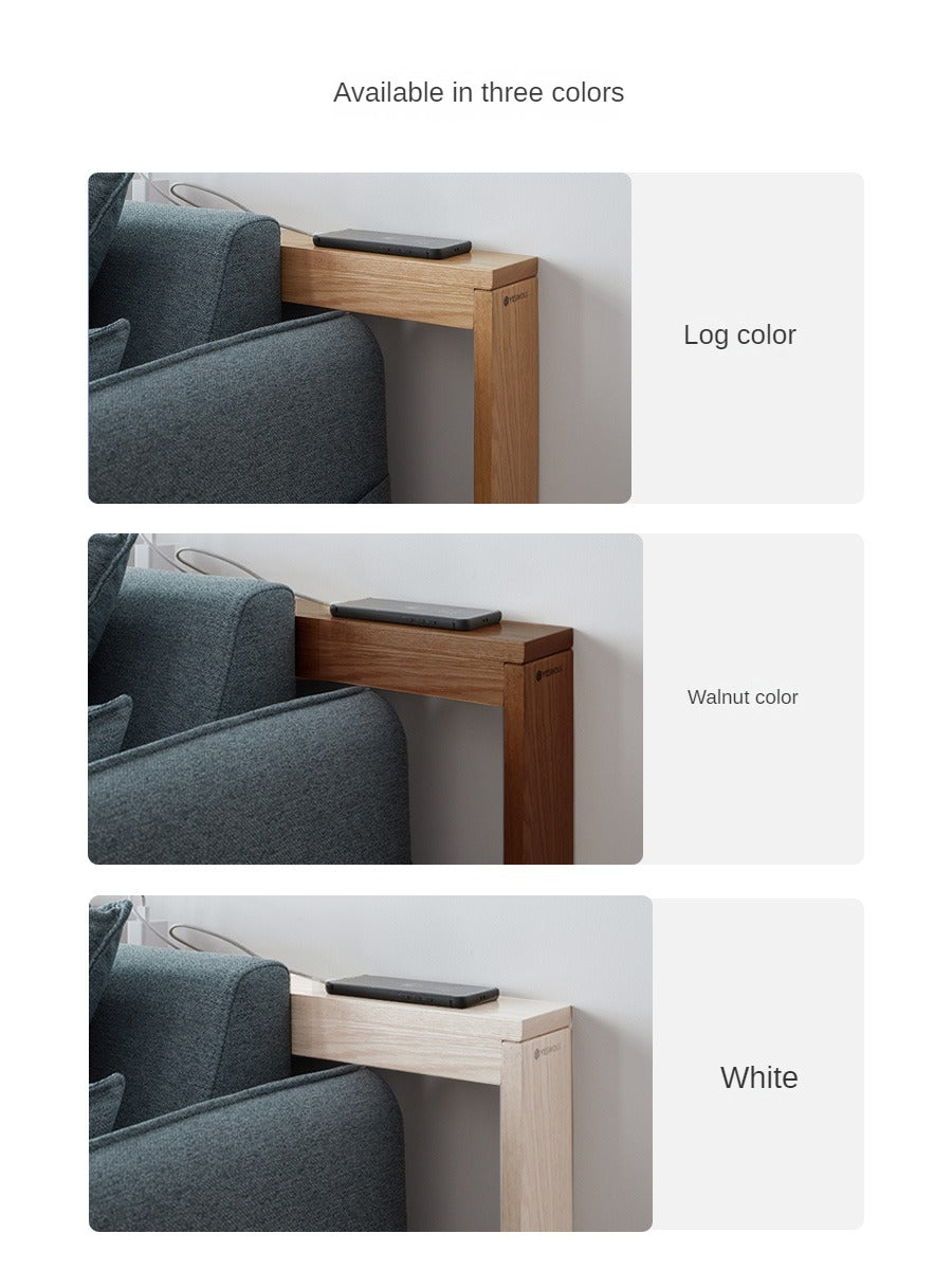 Solid Oak Wood Sofa with Rear Storage - Modern Wall Shelf for Living Room, Bedroom, or Office Organization