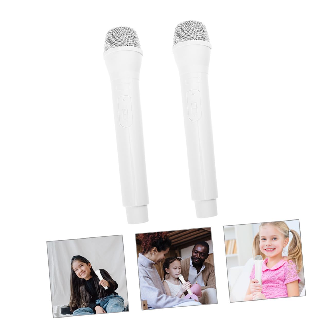 BCOATH 2-Pack Realistic Toy Microphone Set for Kids - Fake Simulation Microphone Accessory for Gaming, Karaoke & Role Play - Perfect for Pretend Play, Singing & Streaming (Black)