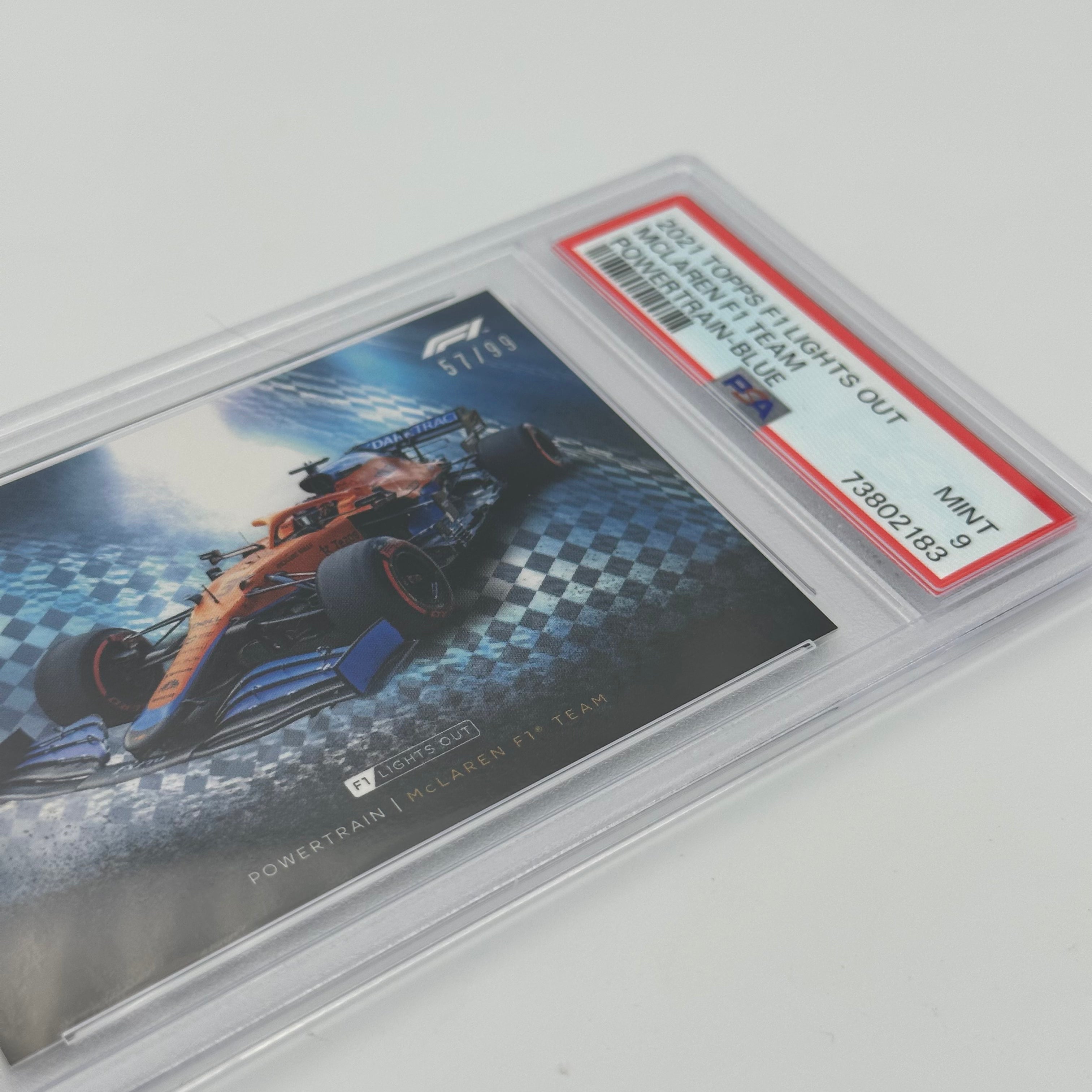 PSA 9 57/99 MCLAREN F1 Team Powertrain Blue Trading Card - Rare Collectible for F1 Fans & Racing Memorabilia Enthusiasts