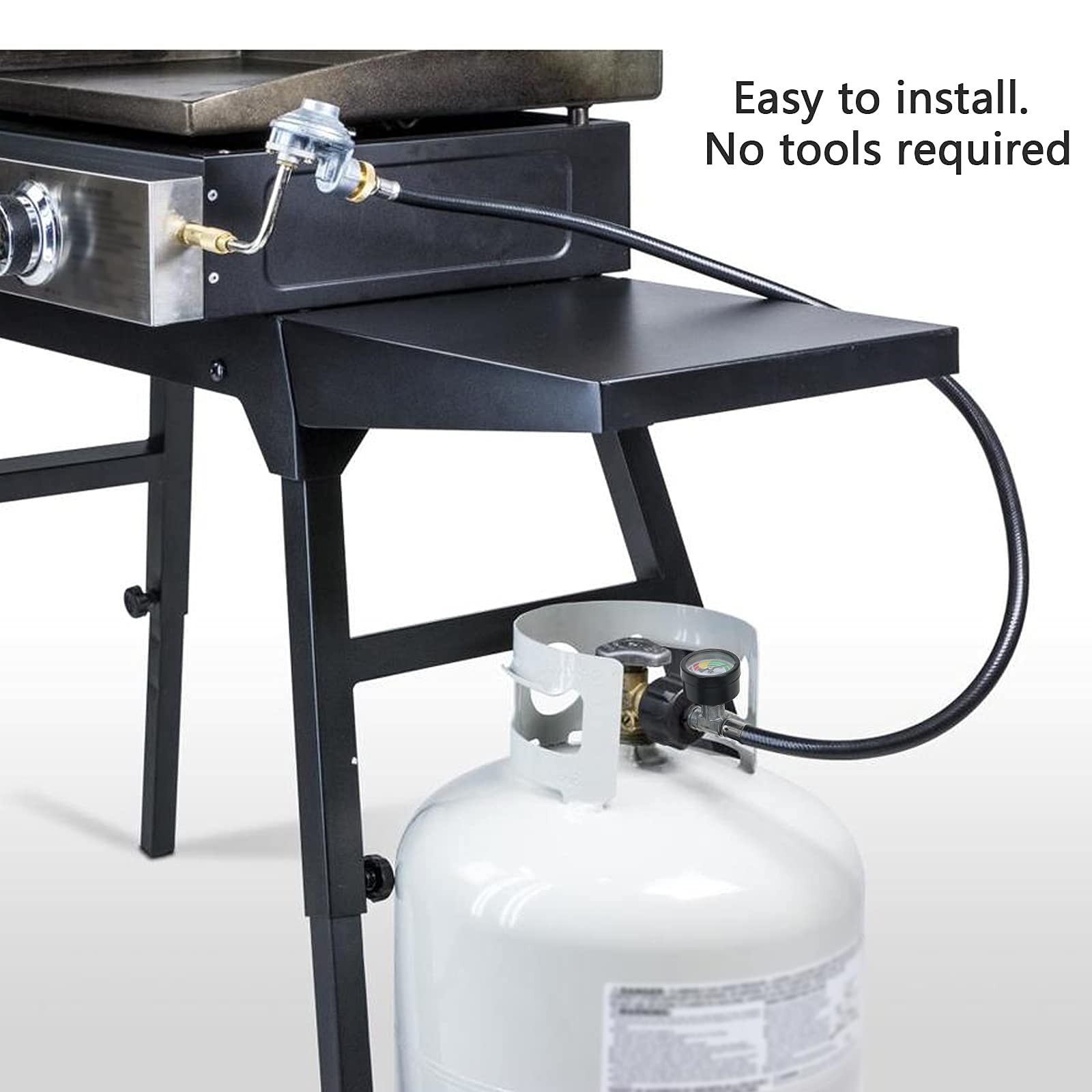 ATKKE 4FT Propane Hose Adapter 1lb to 20lb with Pressure Gauge - Universal Propane Tank Converter for Weber Q Grills, Blackstone Griddles, Mr. Heater, Coleman Stoves - Perfect for Outdoor Cooking, Camping & Backyard BBQs