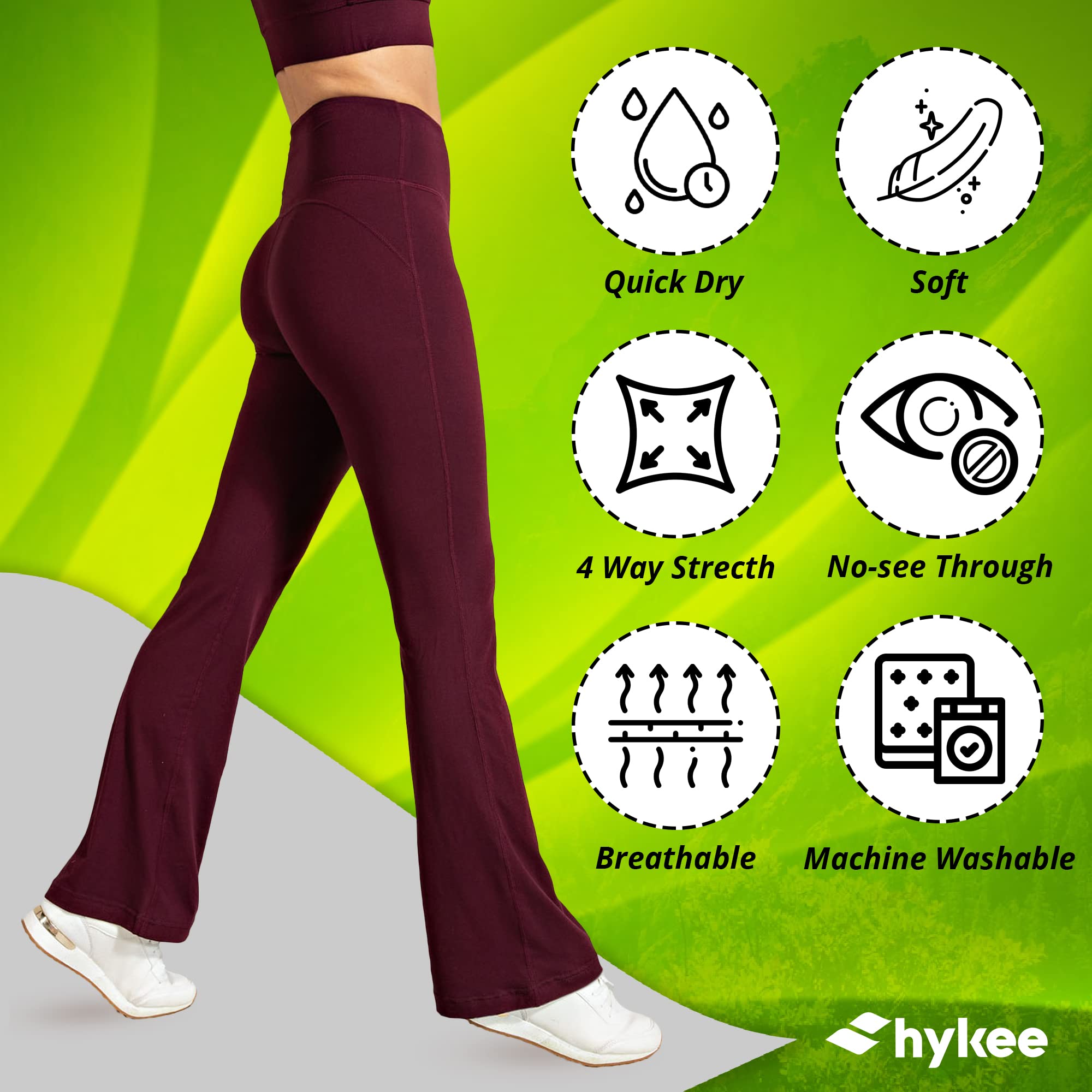 HYKEE Women's Flare Leggings - High Waisted Wide Leg Yoga Pants - Buttery Soft Stretchy Flared Pants for Workout, Lounge & Everyday Wear