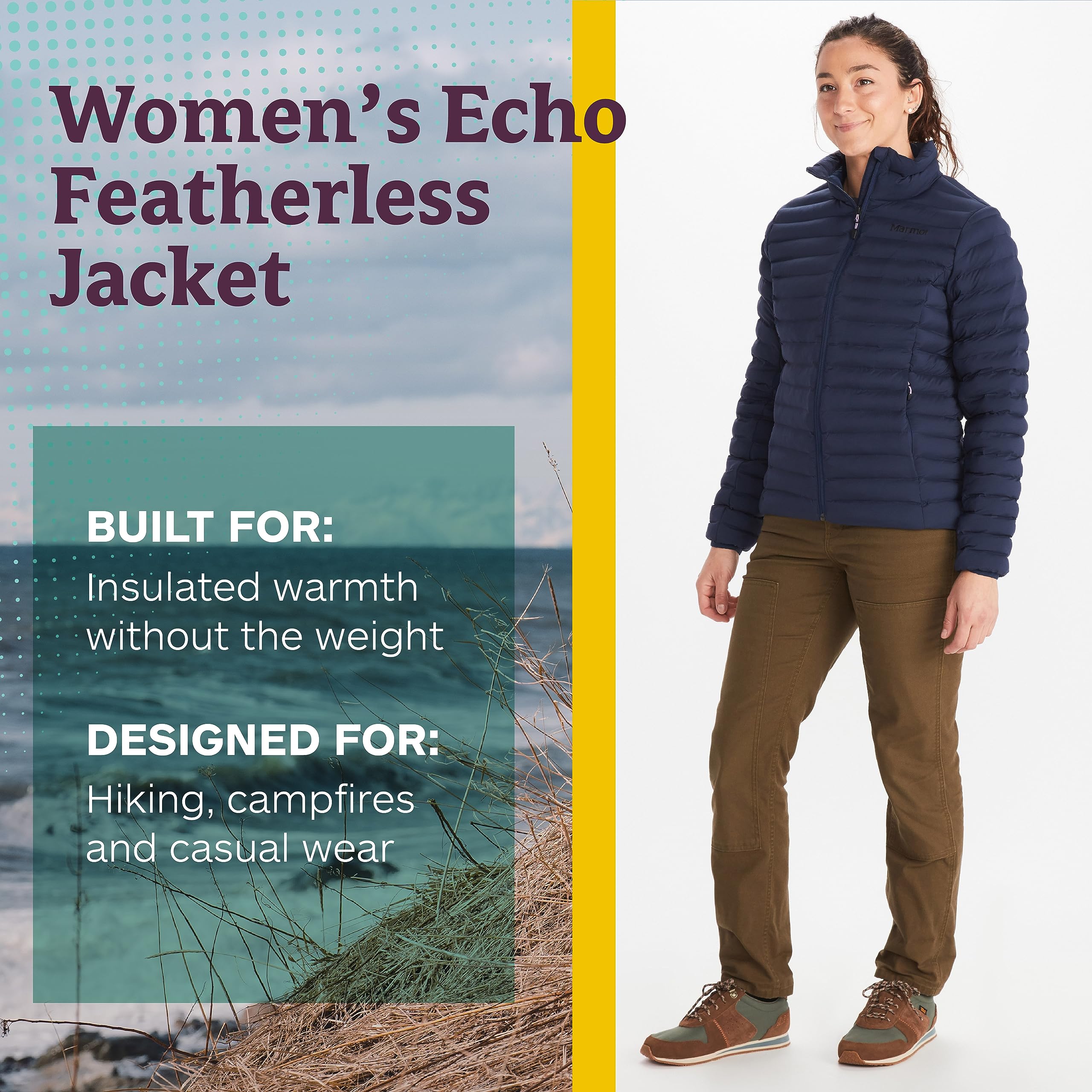 MARMOT Women's Echo Featherless Jacket - Lightweight Water-Resistant Winter Coat for Hiking, Travel & Outdoor Activities