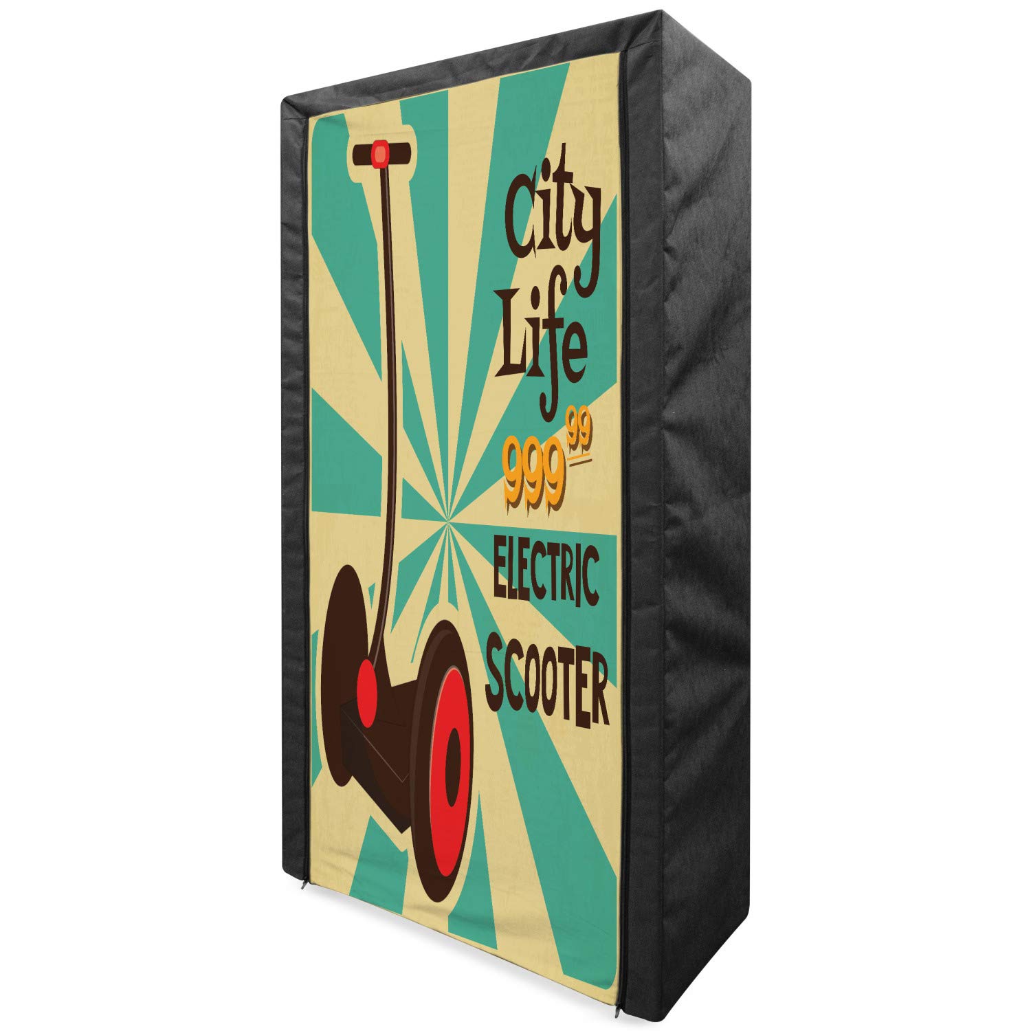 Vintage Portable Fabric Wardrobe with Pop Art Stripe Design - 33.5