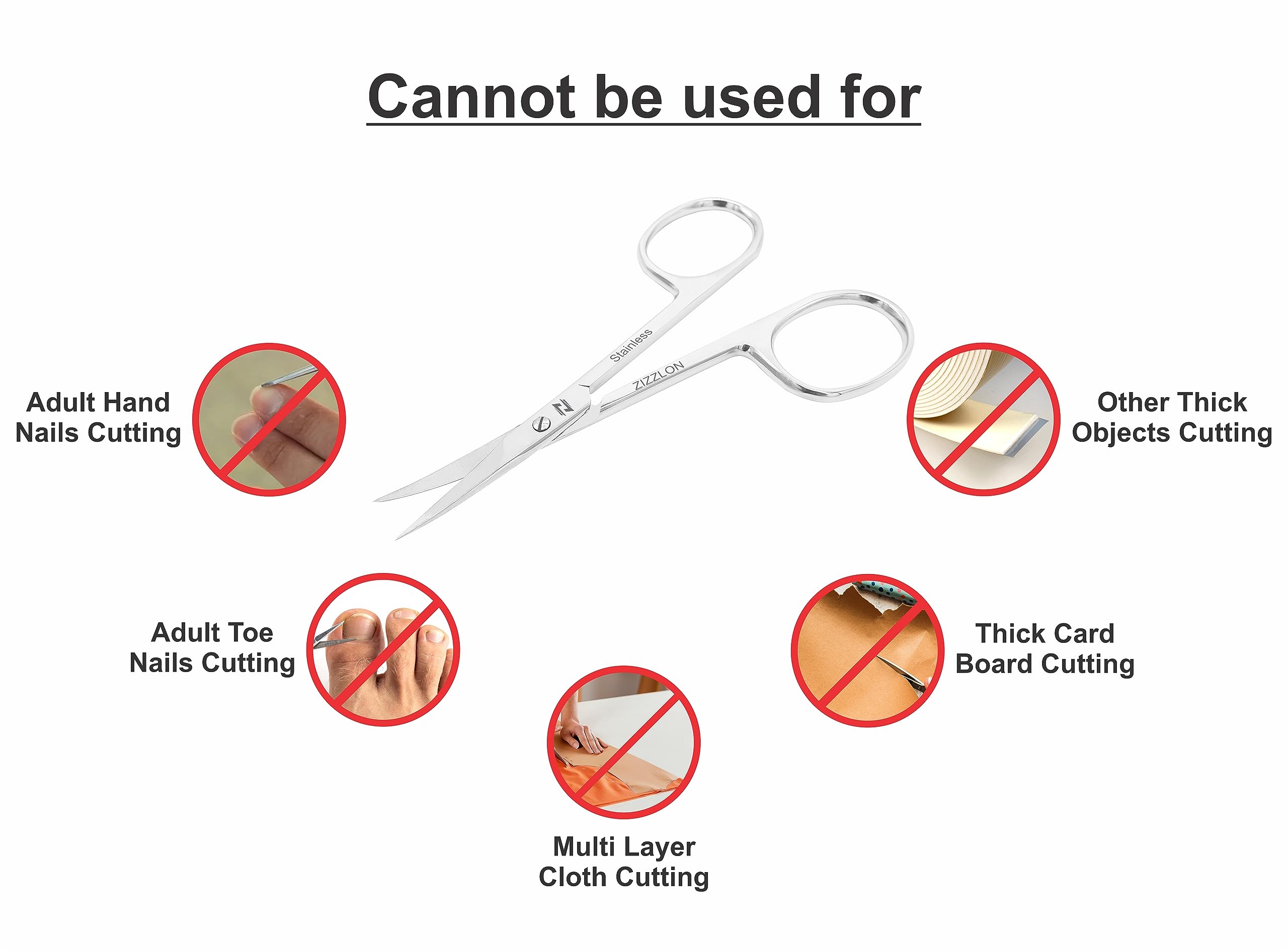Professional Stainless Steel Cuticle & Eyebrow Scissors - Ultra Fine Curved Tips for Beard, Nose Hair, Eyelash, Mustache & Dry Skin Grooming | Perfect for Manicures, Salon Use & Home Grooming Kits