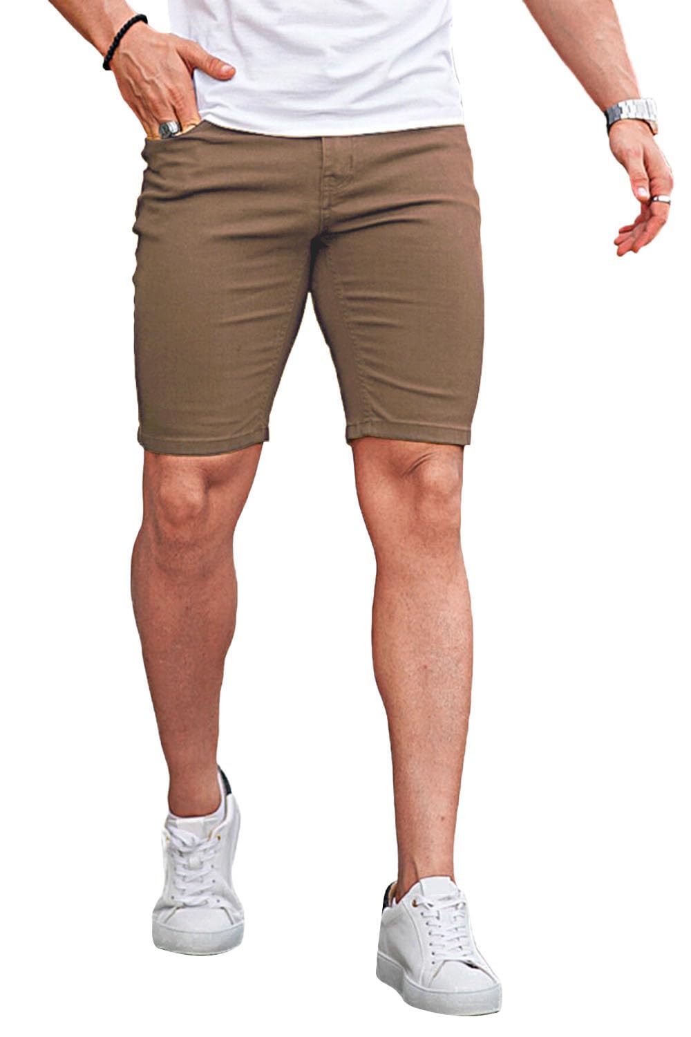 GINGTTO Men's Skinny Stretch Denim Shorts - Slim Fit Stretch Jean Shorts for Men | Perfect for Summer, Casual Wear & Outdoor Activities