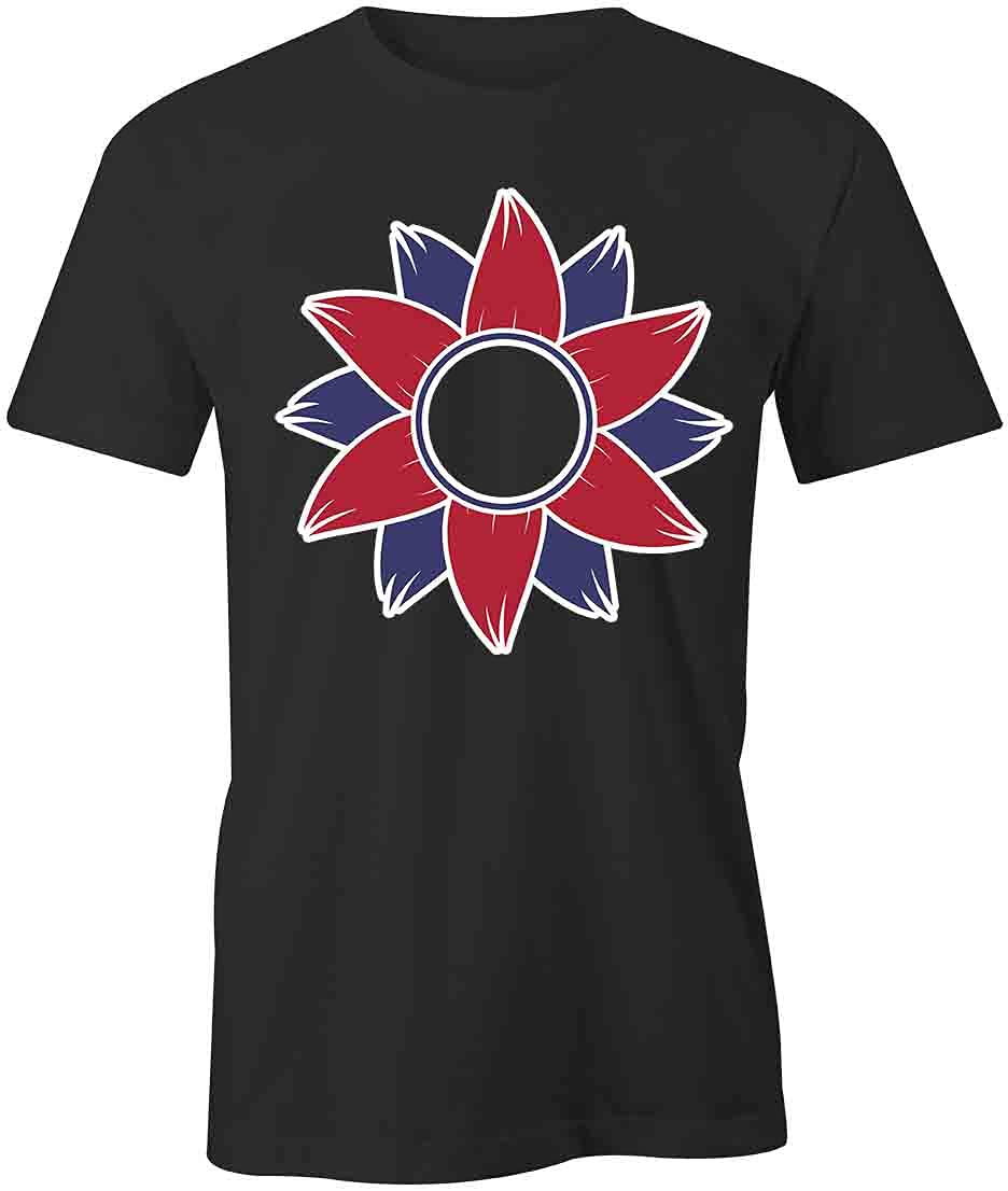 Vibrant Red & Blue Sunflower Printed T-Shirt - Soft Graphic Tee for Men & Women - Casual Wear, Summer Outfits, Street Style Fashion