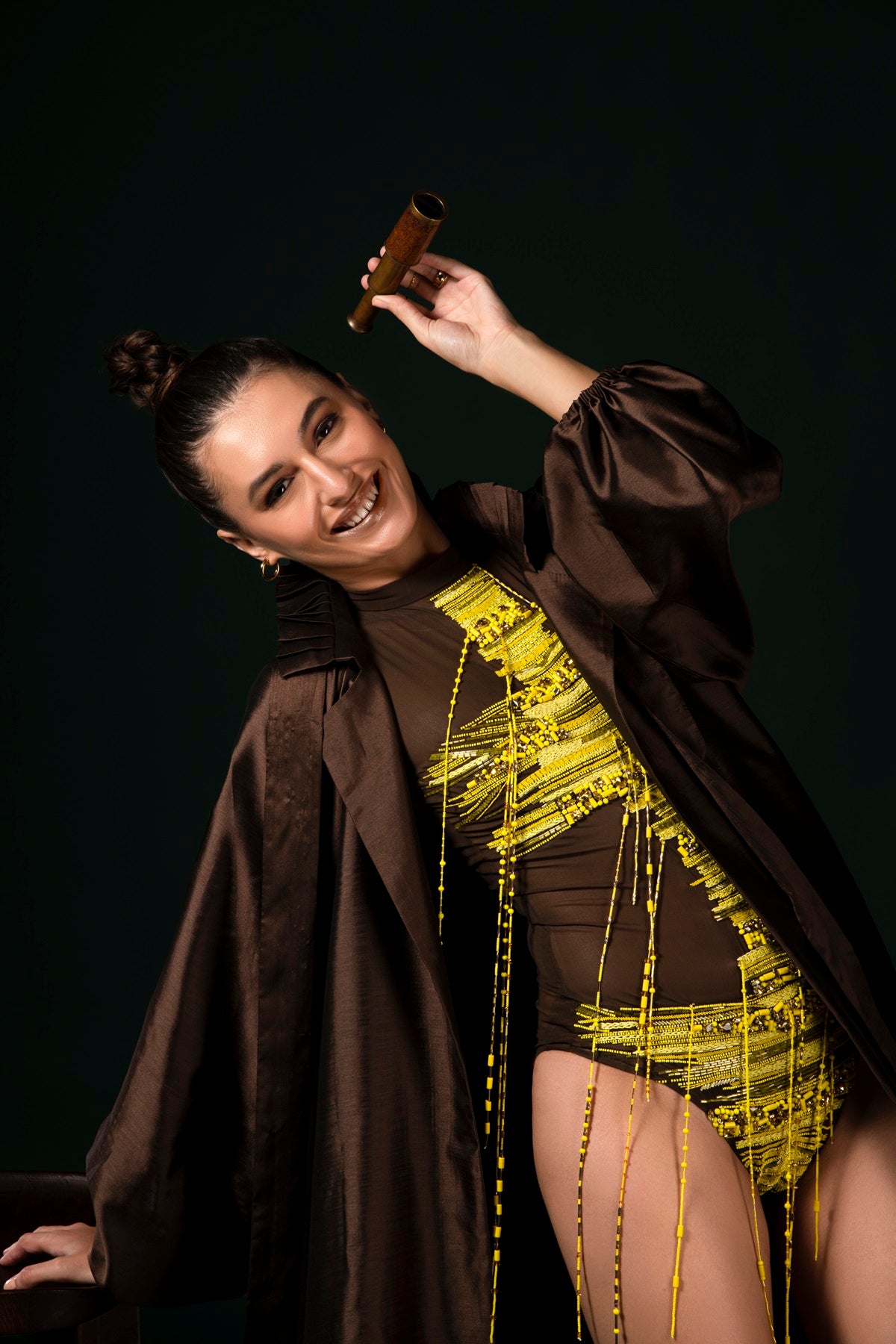 Luxury Brown Silk Hem Jacket for Women - Elegant & Comfortable Blazer for Office, Evening Parties & Special Occasions