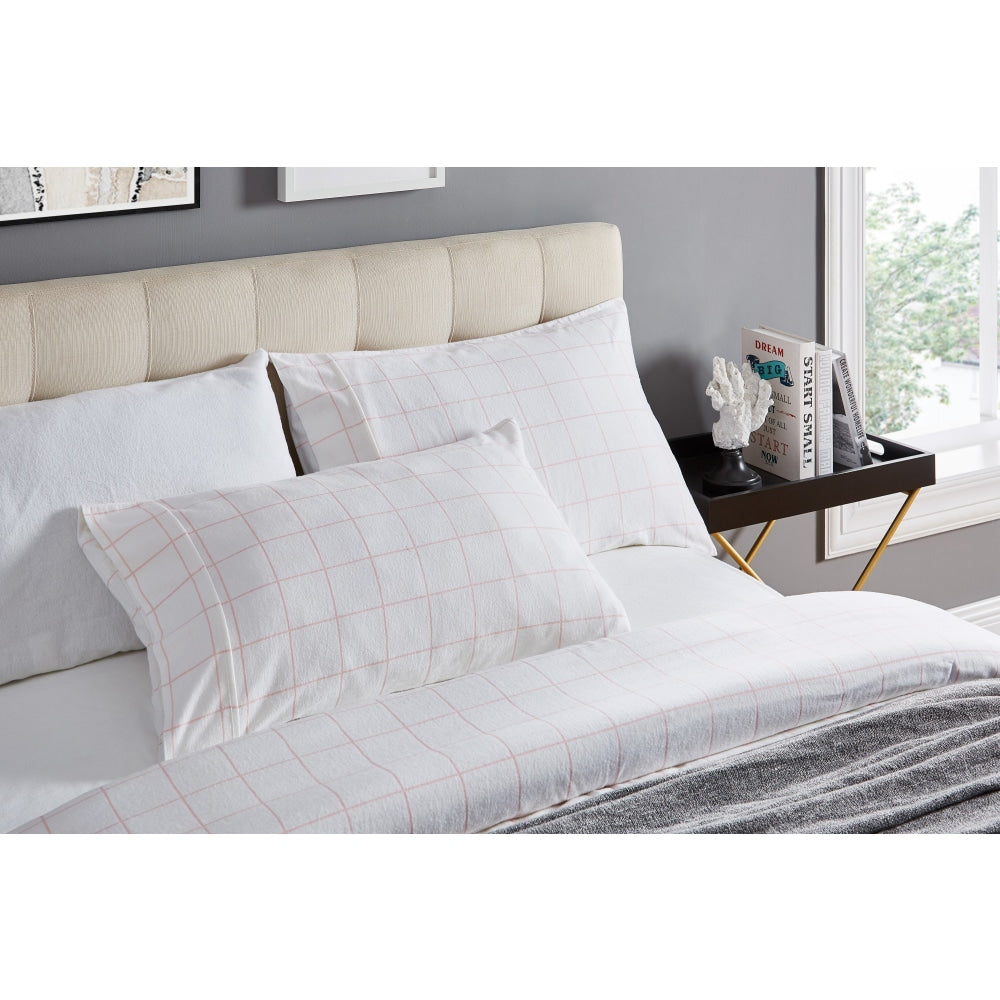 Soft & Breathable 100% Cotton Flannelette Quilt Cover Set - Pink Double Size for Cozy Bedroom Decor | Perfect for Winter Nights & Guest Room Comfort