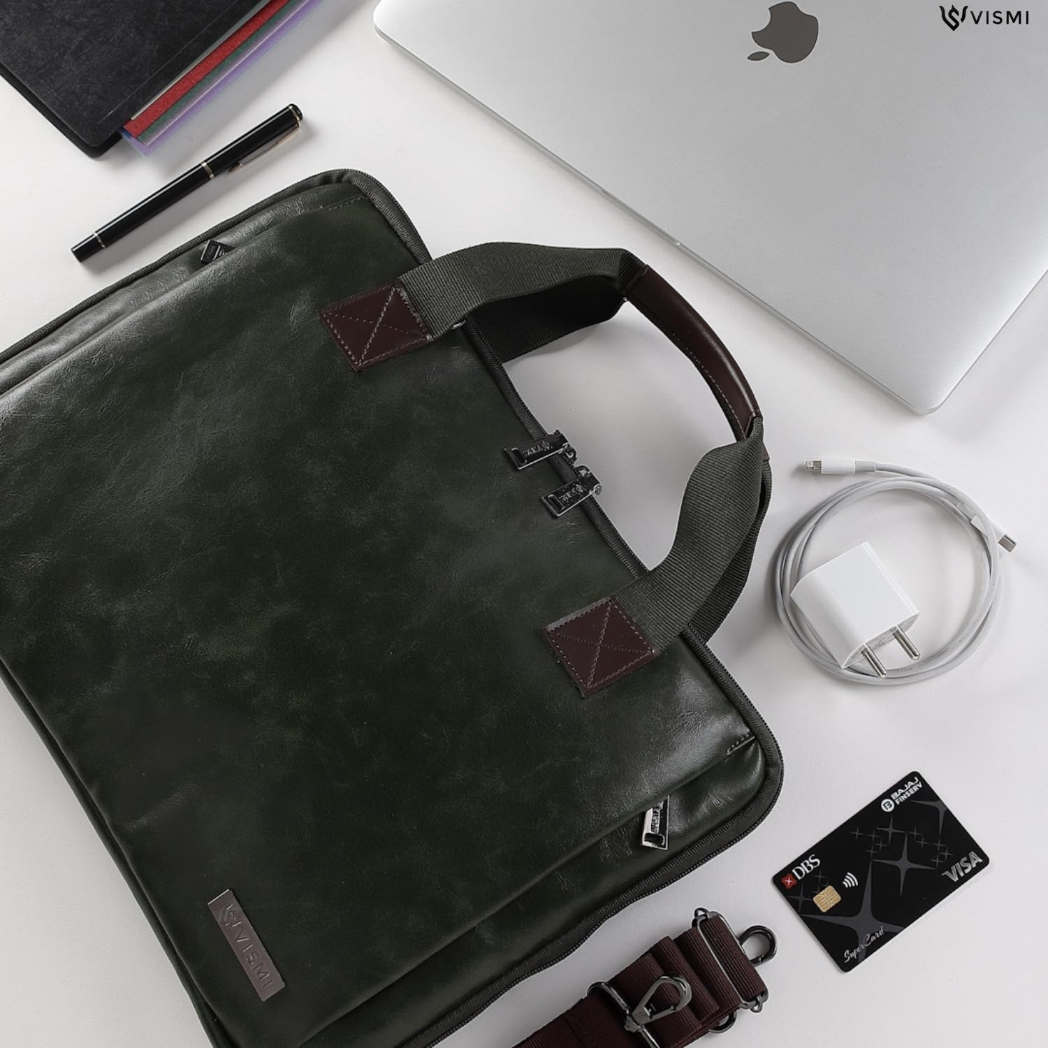 VISMIINTREND Slim Vegan Leather Laptop Briefcase for Men & Women - Fits 13