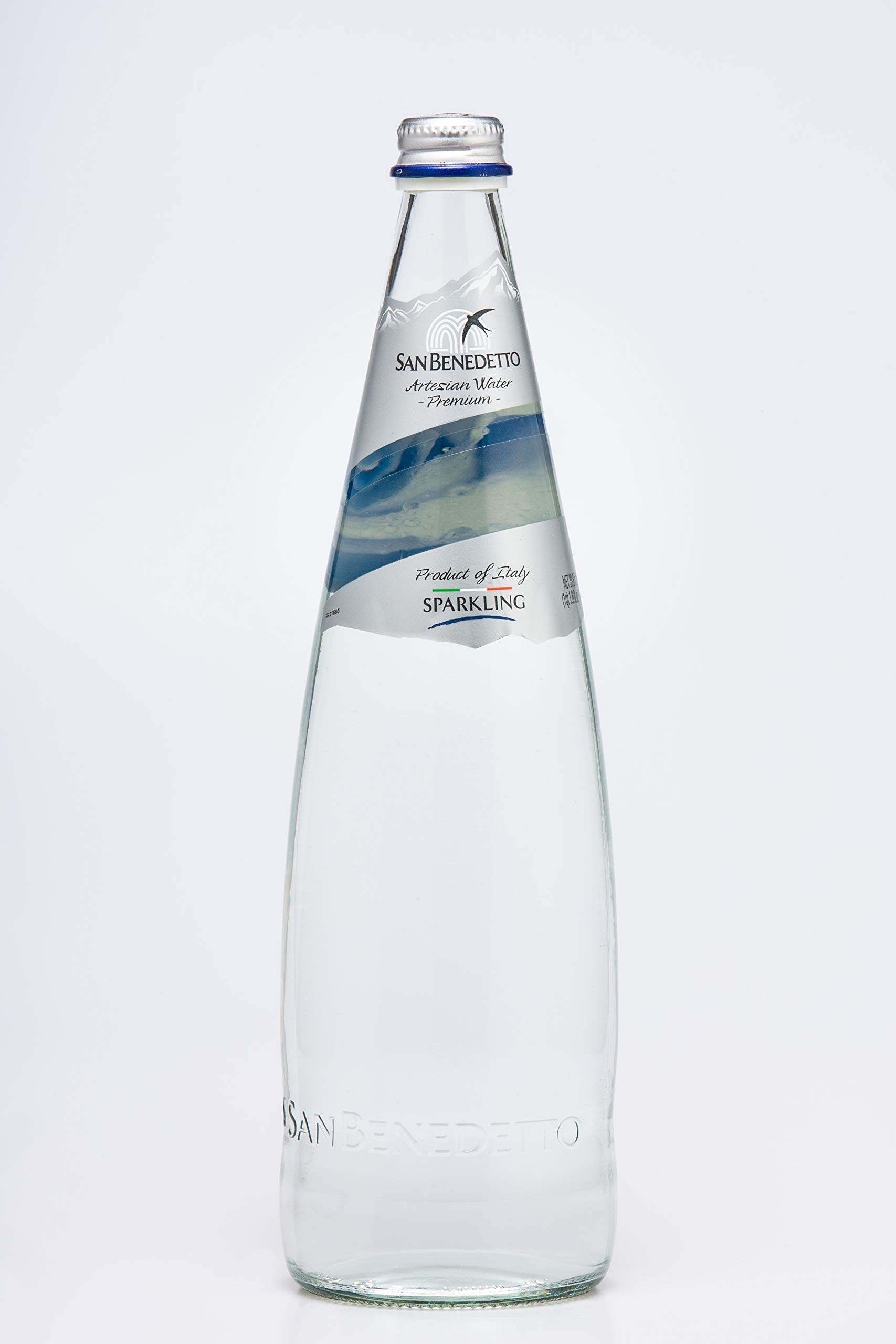San Benedetto Sparkling Mineral Water 1L Glass Bottle - Premium Italian Carbonated Water for Parties, Restaurants & Home Refreshment