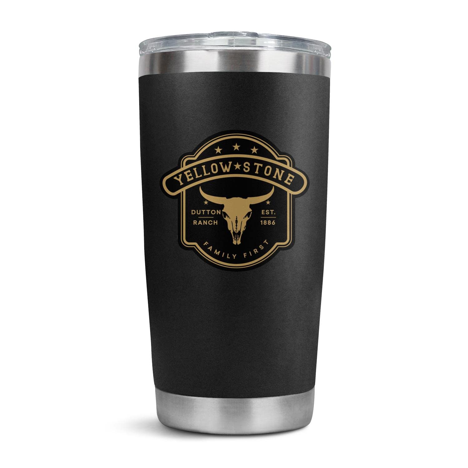 Yellowstone Dutton Ranch 1886 Family First Insulated Tumbler with Lid - 20oz Stainless Steel Travel Mug for Coffee, Tea & Cold Drinks - Perfect for Camping, Office & Outdoor Adventures