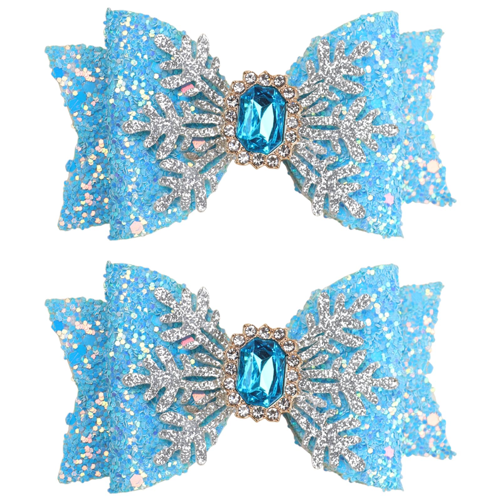 Christmas Hair Clips for Girls - Festive Snowflake Hair Barrettes with Rhinestones & Glitter (2PCS, Blue) - Perfect for Holiday Parties, Xmas Gifts & Winter Celebrations