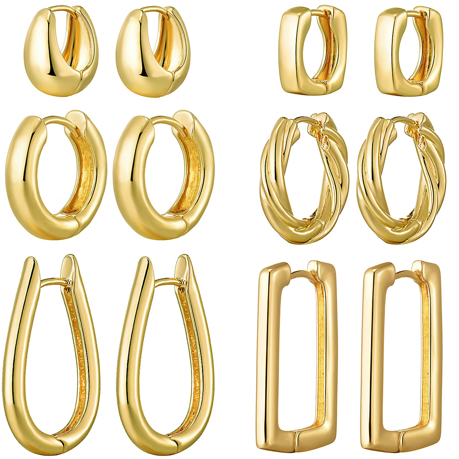 6/12 Pairs Silver/Gold/Rose Gold Trendy Hoop Earrings Set for Women & Girls - Fashionable Open Hoop Earrings for Everyday Wear, Parties & Gifts