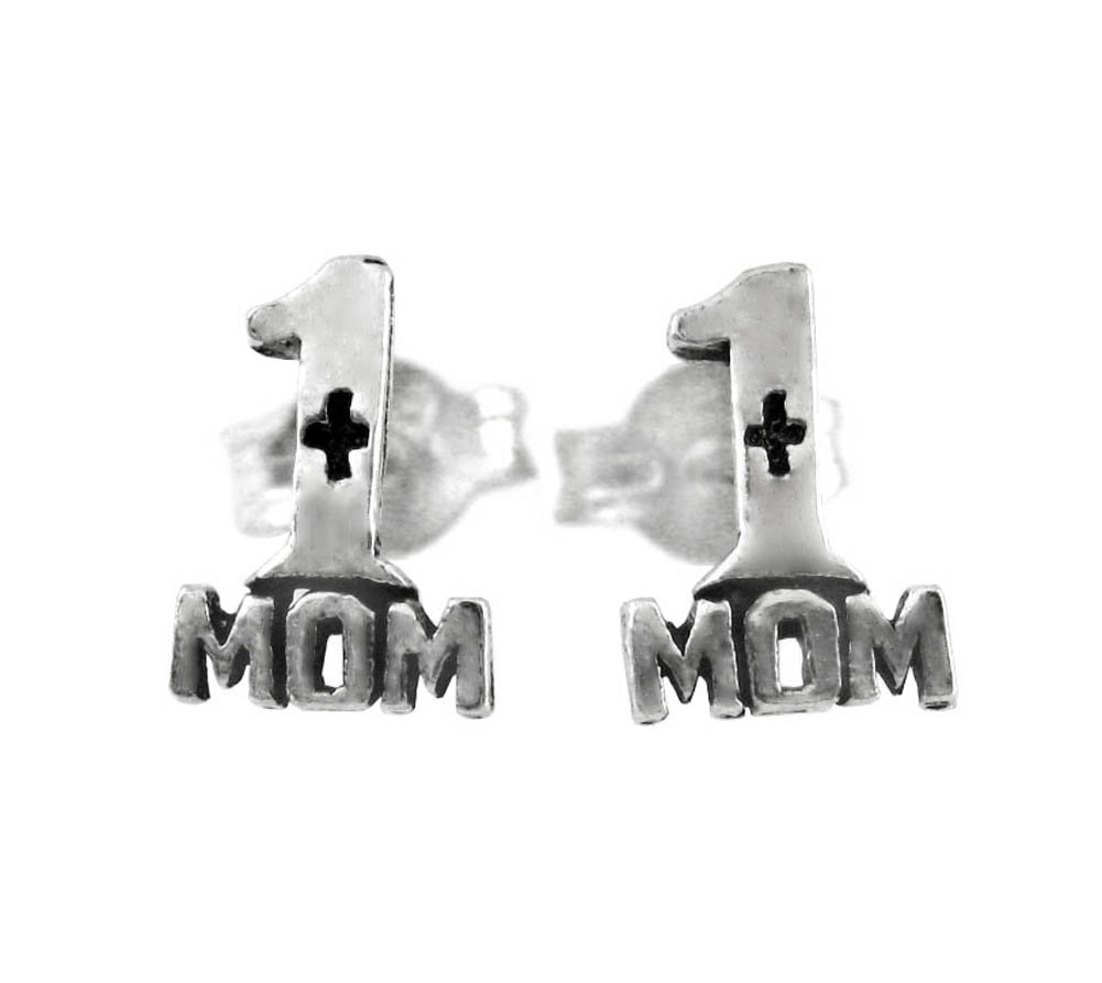 #1 Mom Sterling Silver Post Stud Earrings – Perfect Gift for Mother's Day, Birthday & Special Occasions