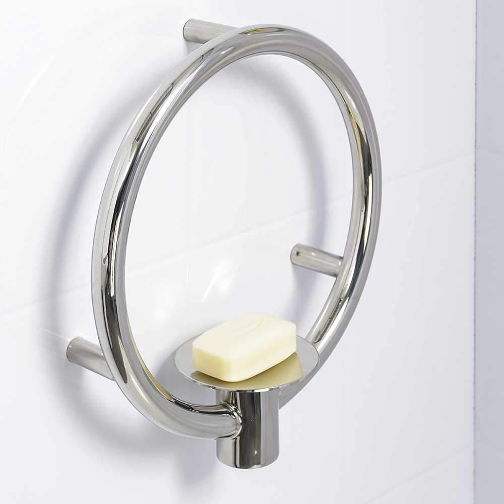 NRS Healthcare Spa Soap Dish with Grab Rail - Non-Slip Bathroom Accessory for Elderly & Disabled - Ideal for Showers, Bathtubs, and Wet Rooms