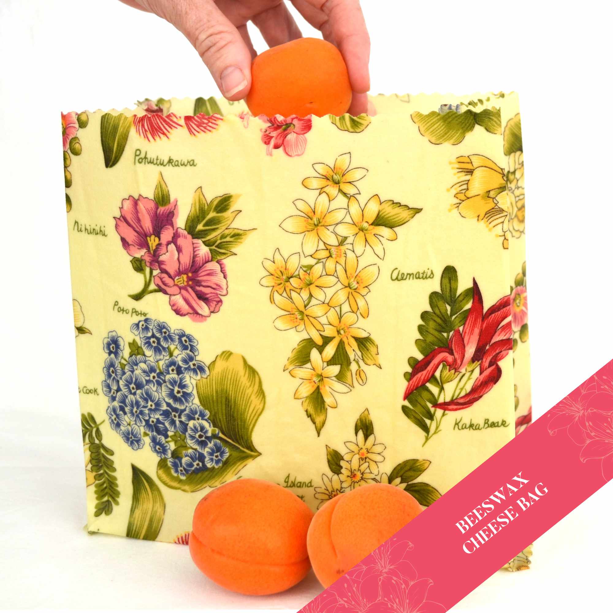 Eco-Friendly Beeswax Wraps - Flowers of Aotearoa Core Collection | Sustainable Food Storage for Lunch, Snacks & Leftovers | Reusable Alternative to Plastic Wrap