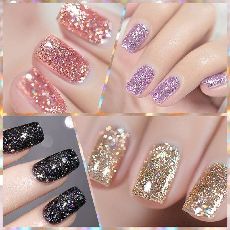 6 Colors Glitter Reflective Gel Nail Polish Set - Dream Star 10ml - Long Lasting UV LED Soak Off Manicure Kit for Nail Salon & Home DIY Nail Art