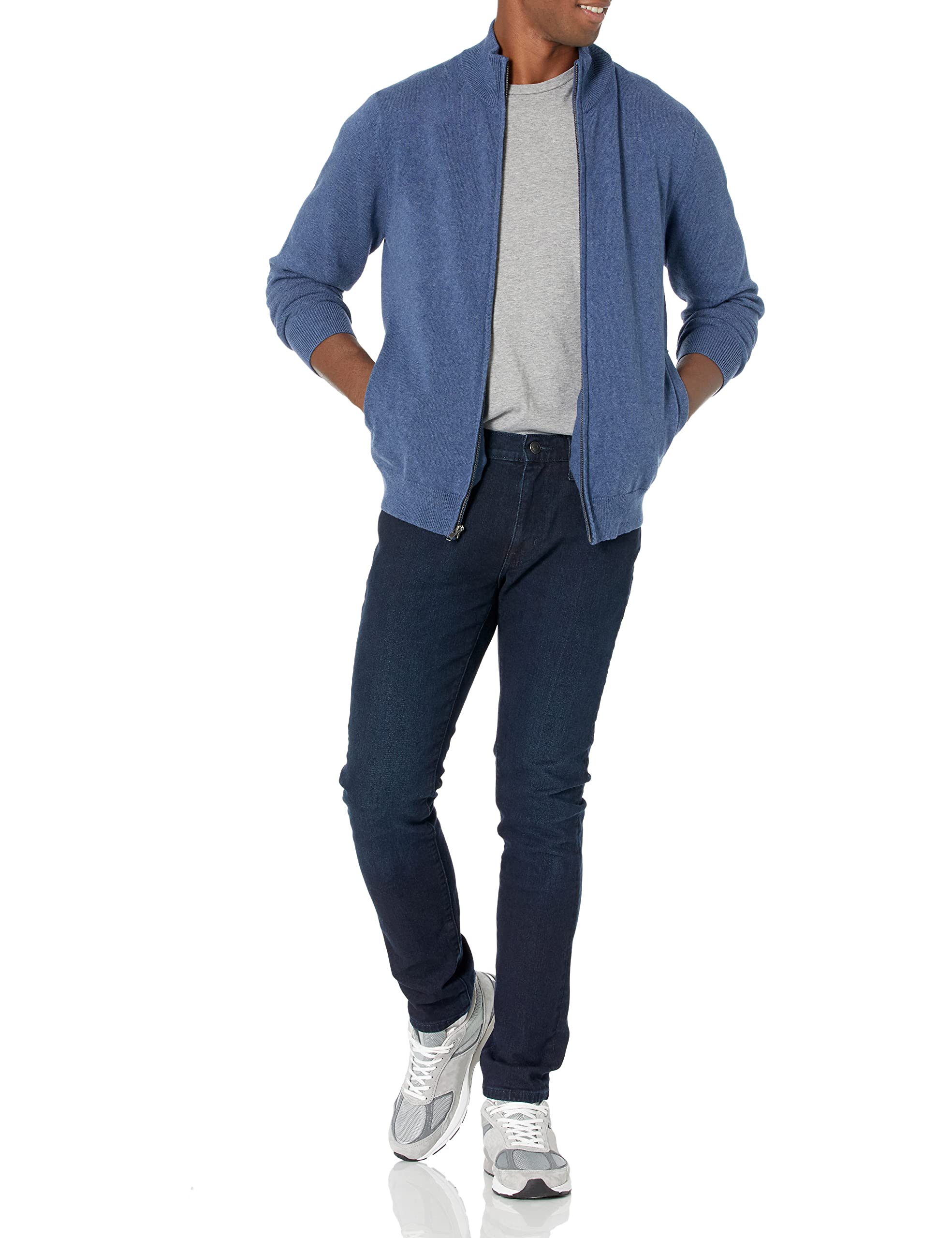 Amazon Essentials Men's Full-Zip Cotton Sweater Jacket - Soft Casual Pullover for Fall & Winter - Perfect for Work, Travel and Outdoor Activities