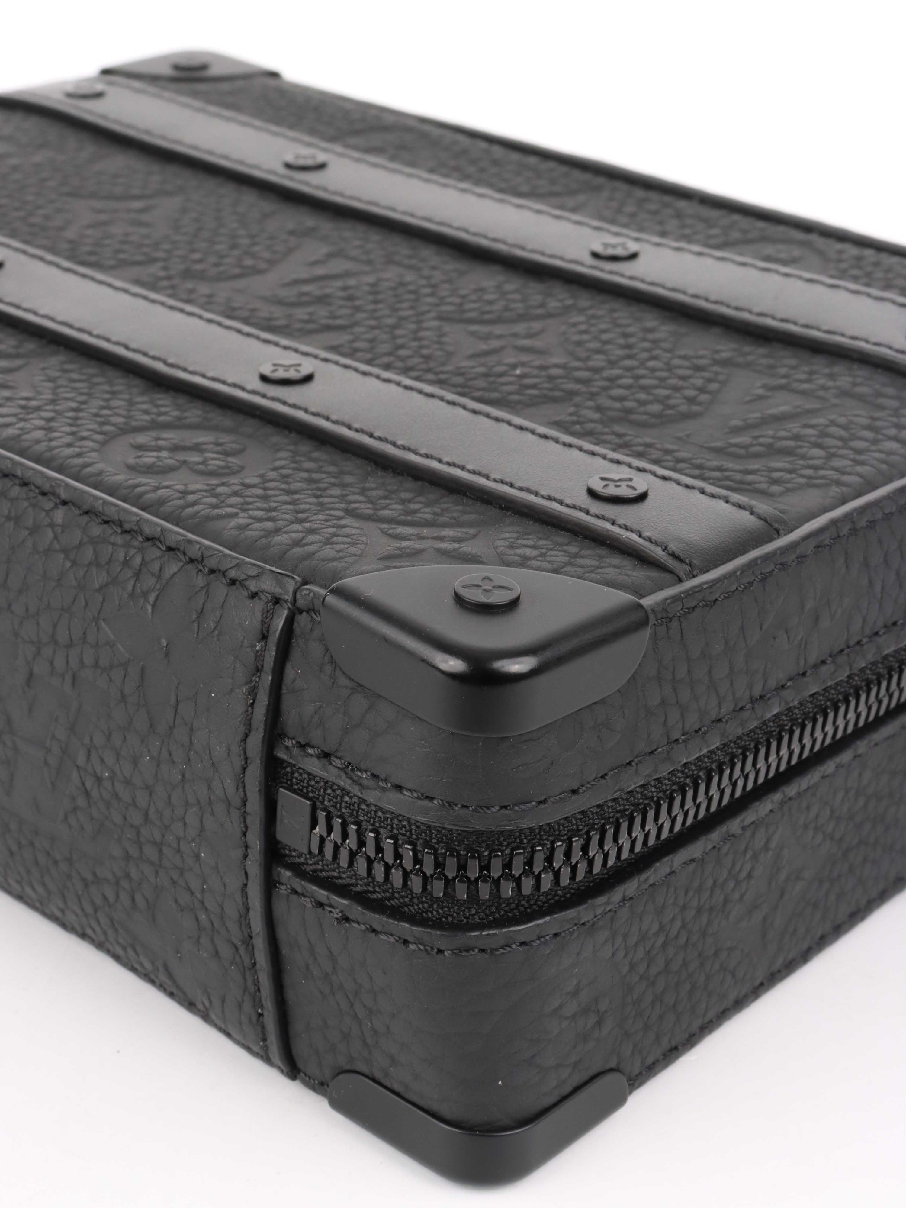 Louis Vuitton Black Leather Soft Trunk Bag with Handle - Stylish Crossbody Purse for Women, Perfect for Travel, Work & Everyday Use