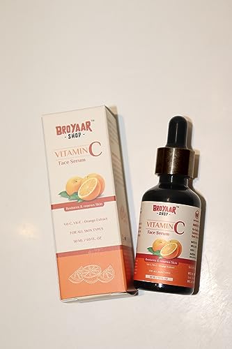 BroyaarShop Vitamin C Orange Face Serum for Women & Men - Brightening & Hydrating Facial Cleanser for Clean & Glowing Skin (30ml) - Perfect for Daily Skincare Routine & Anti-Aging Care