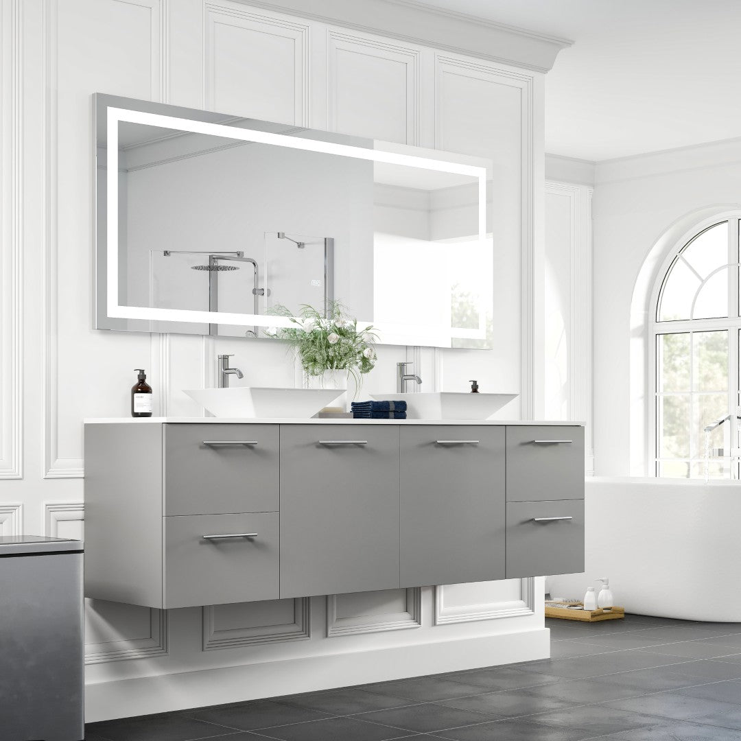 Eviva Lite 72 x 30 Inch Frameless Rectangular Bathroom Mirror - Perfect for Vanity, Gym, and Home Decor